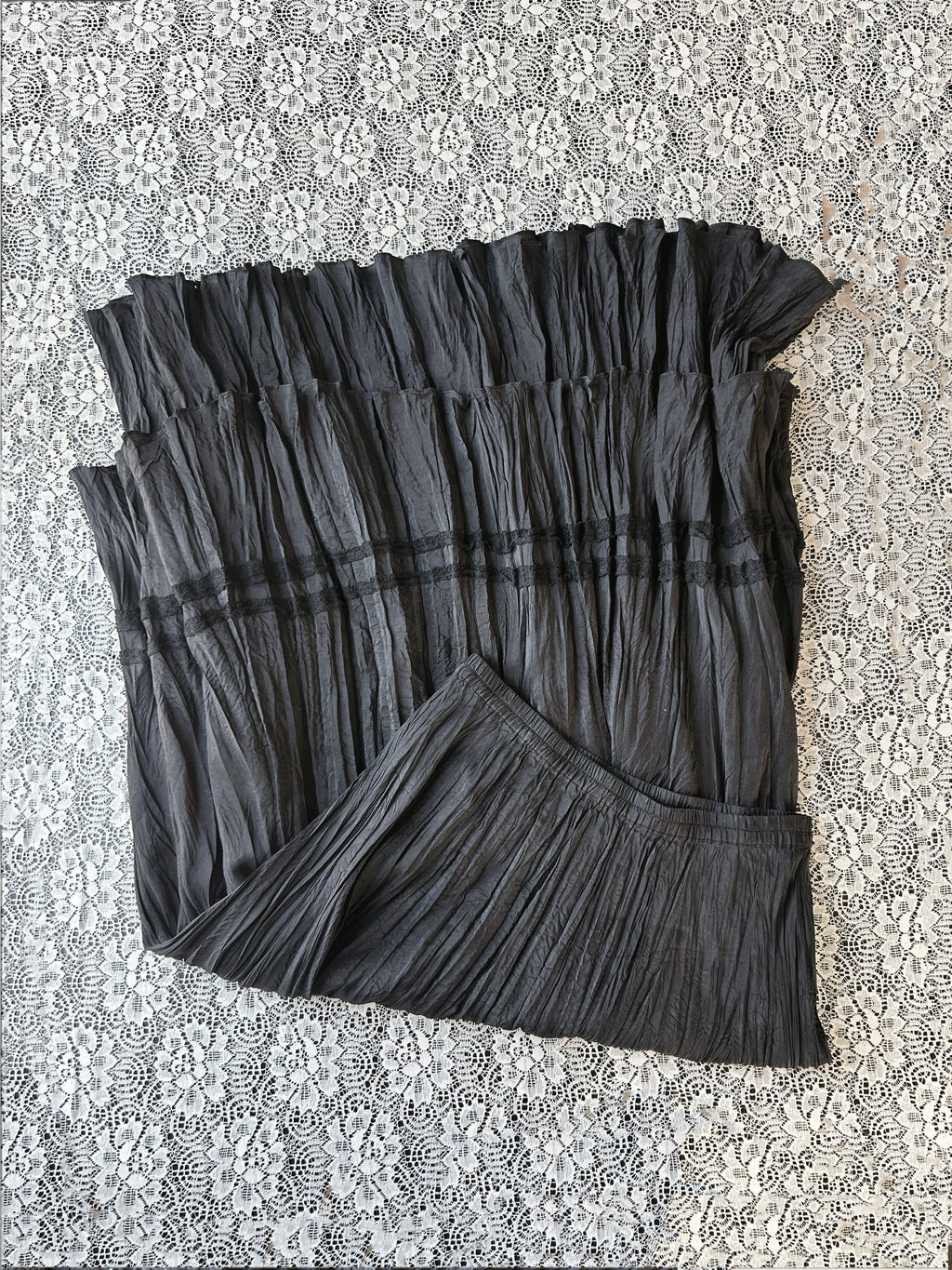 (S/M) Y2K 2-Tier Silk Maxi Skirt