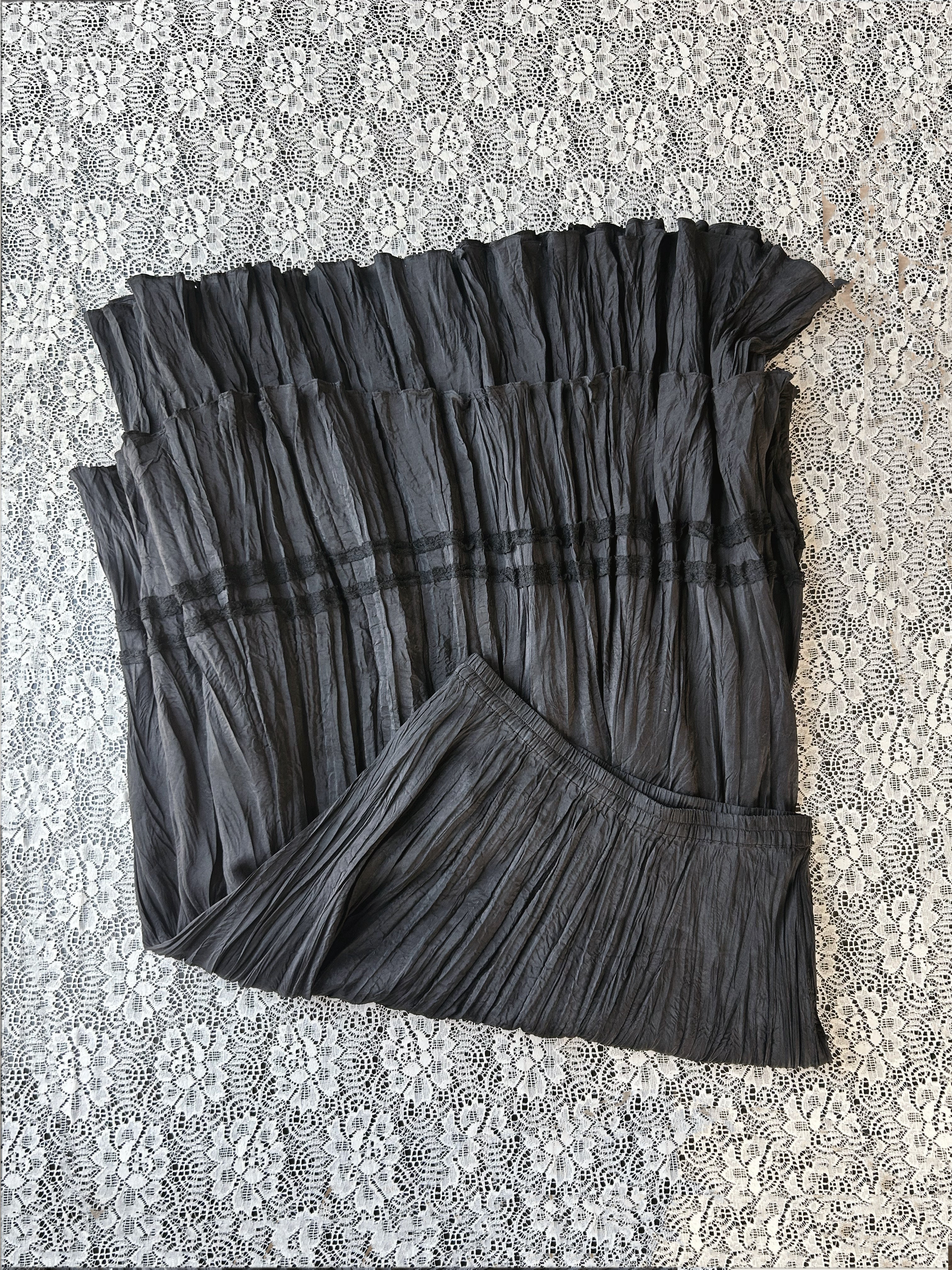 (S/M) Y2K 2-Tier Silk Maxi Skirt