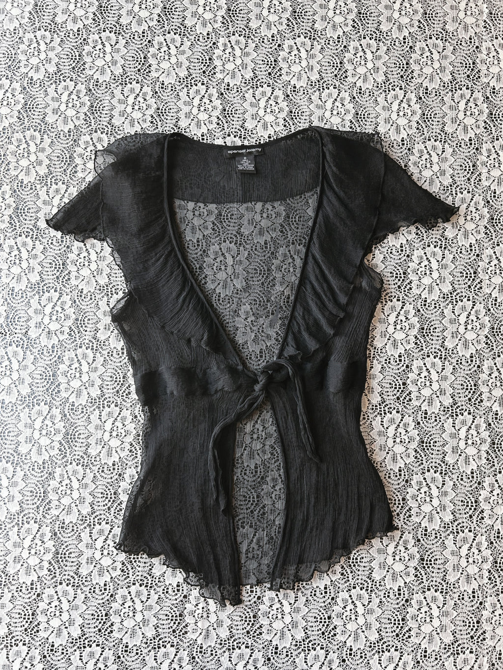 (S/M) Y2K Silk Front Tie Blouse
