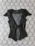 (S/M) Y2K Silk Front Tie Blouse