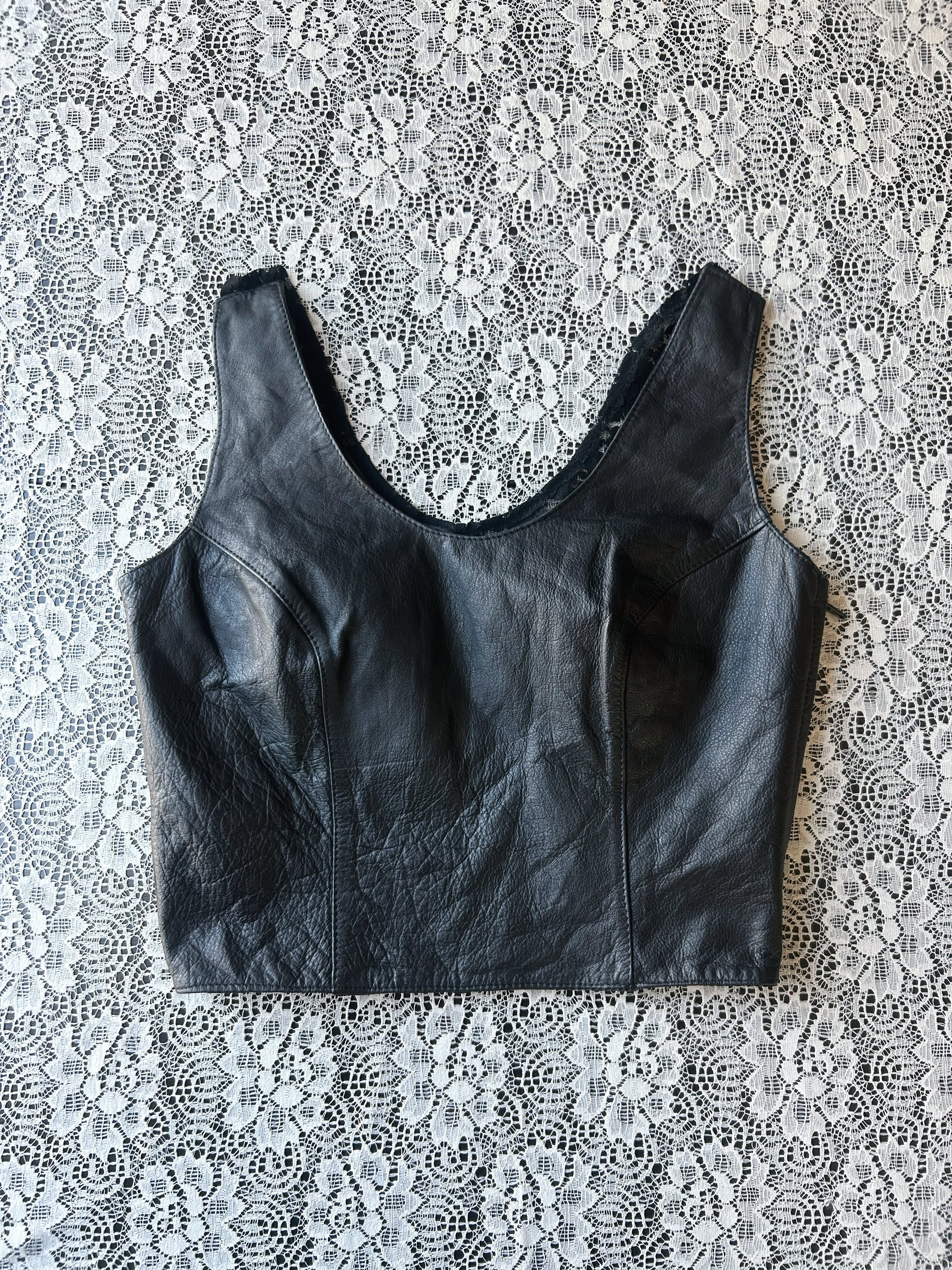 Vintage Leather Crop Top