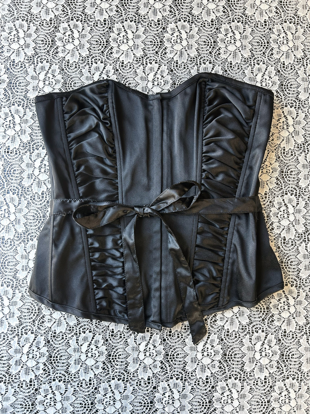 Y2K Deadstock Black Satin Corset