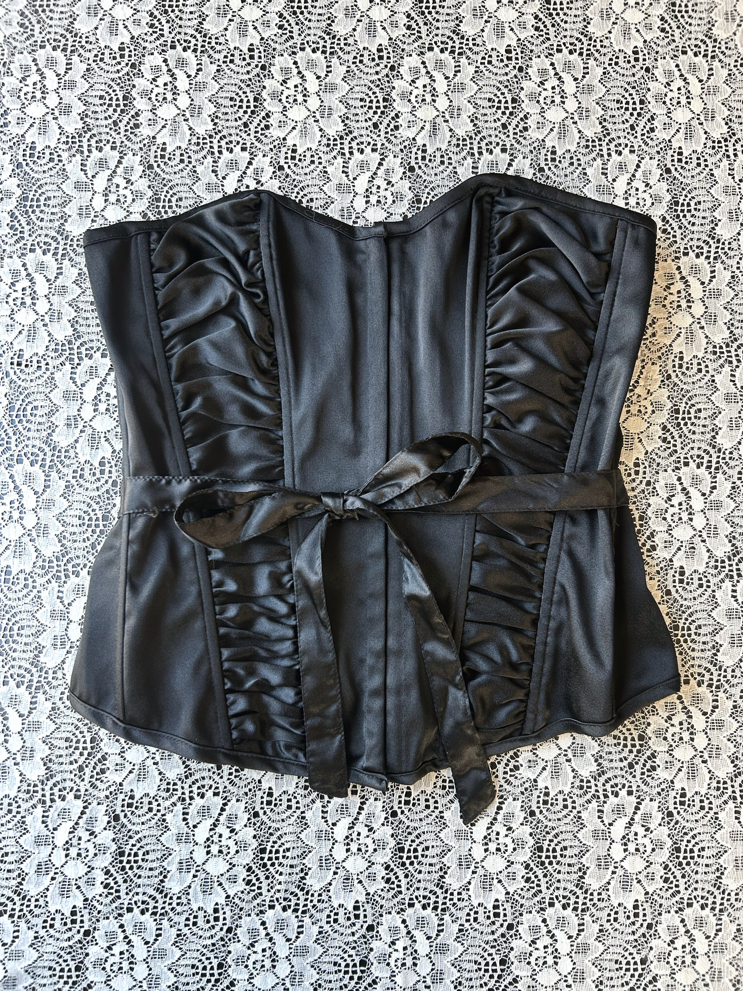 Y2K Deadstock Black Satin Corset