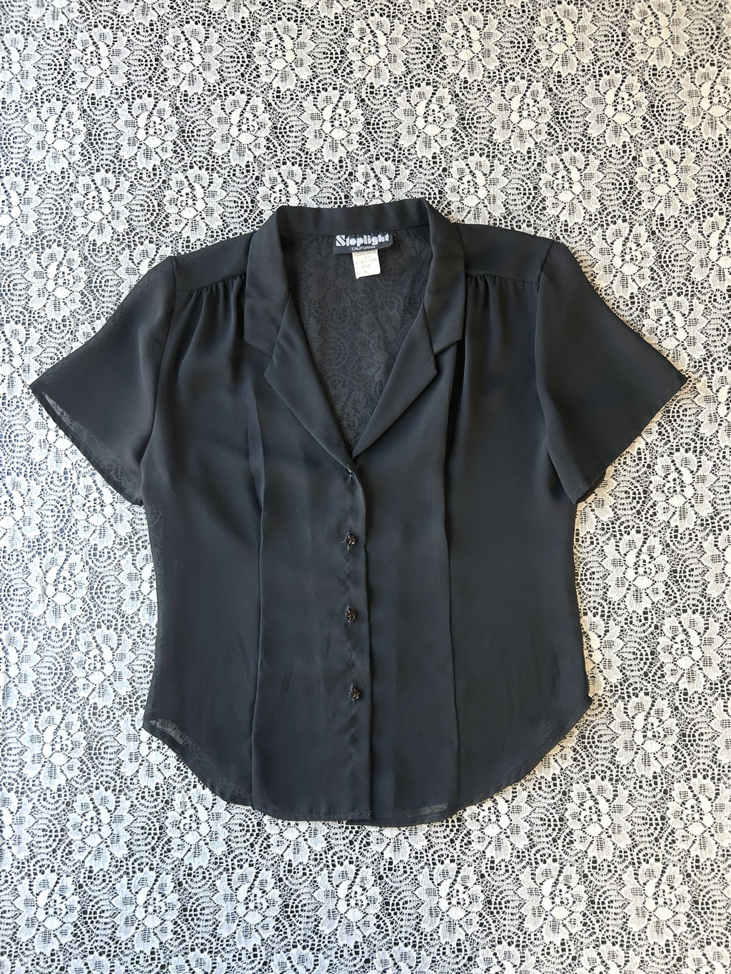 Vintage Late 90's Sheer Short Sleeve Button Top