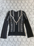 Vintage Made in France Beaded Flare Sleeve Blouse