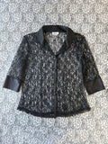 Vintage Lace 3/4 Sleeve Black Blouse