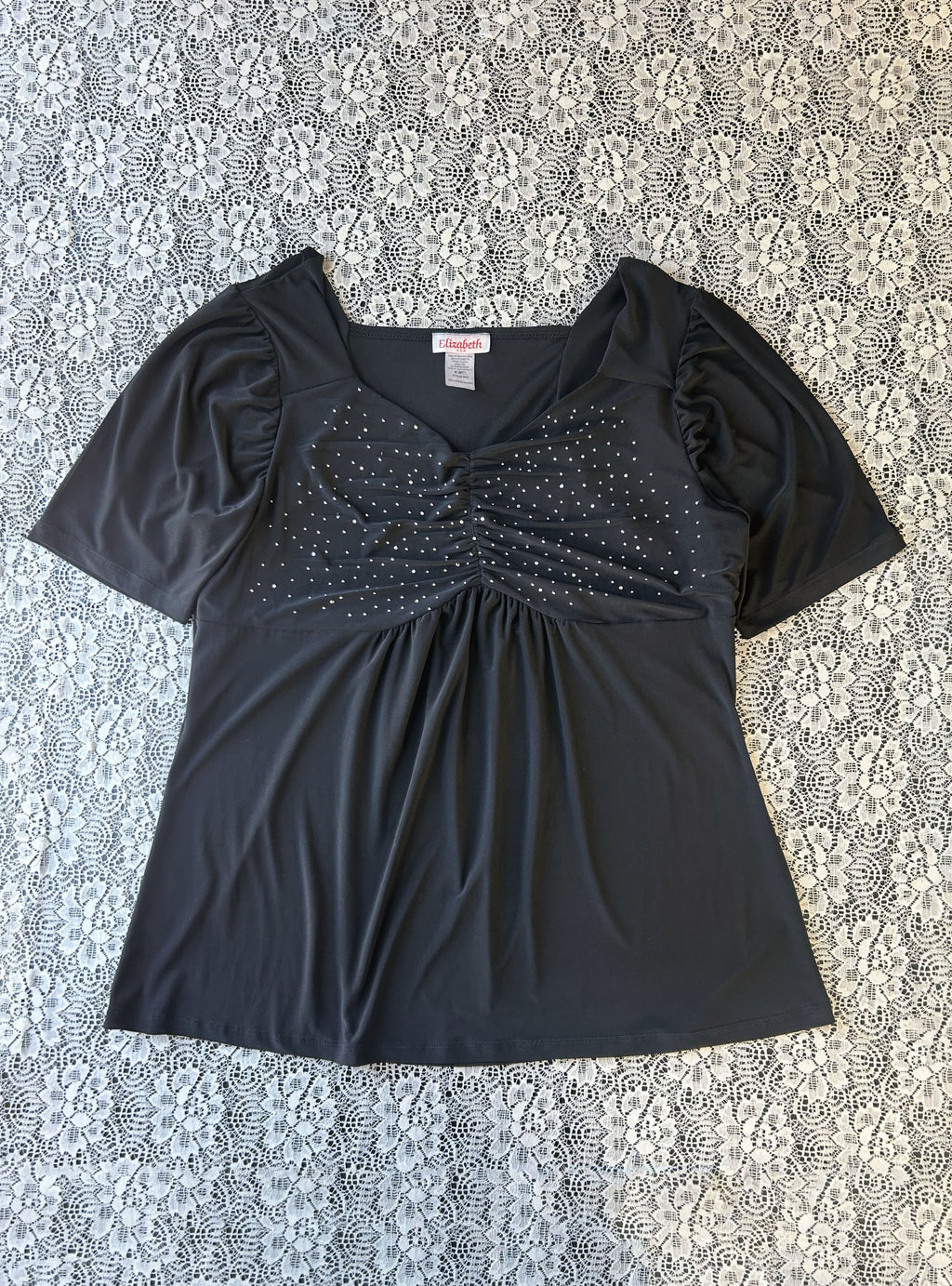 Vintage 00's Beaded Black Top