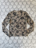 Y2K Sparkly Floral Mesh Long Sleeve Top