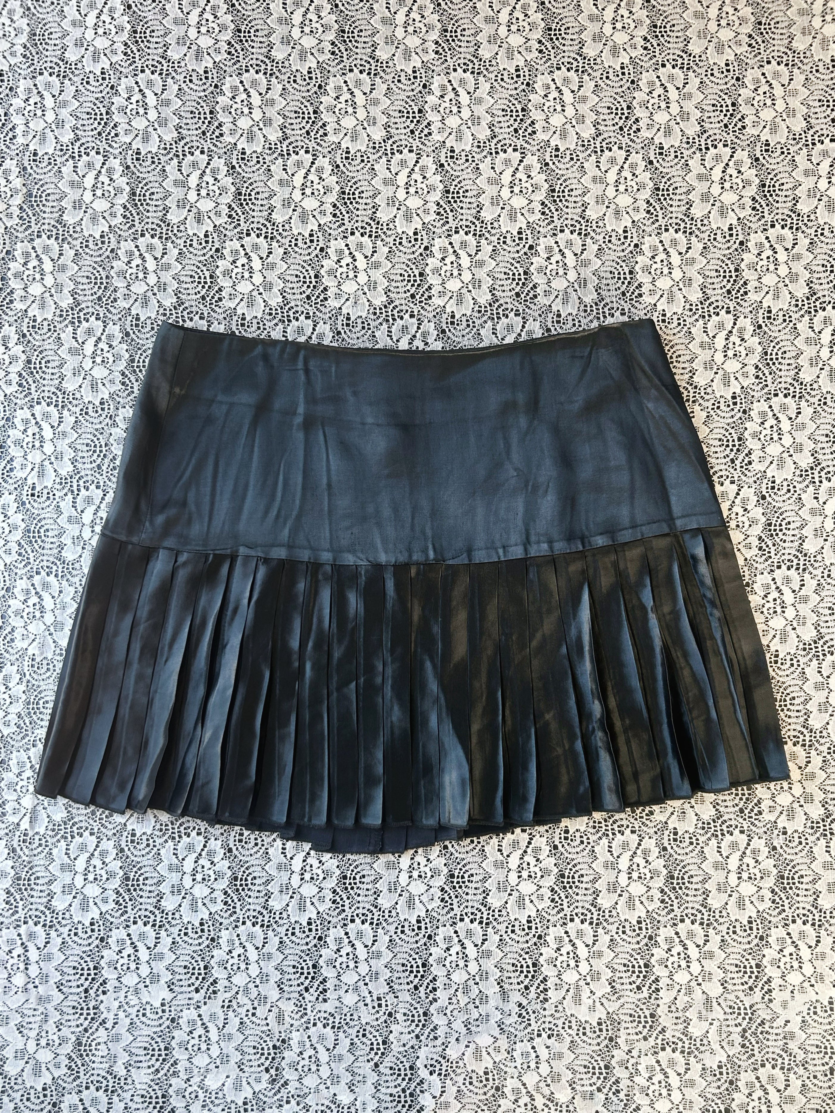 Vintage Late 90's Satin Pleated Mini Skirt