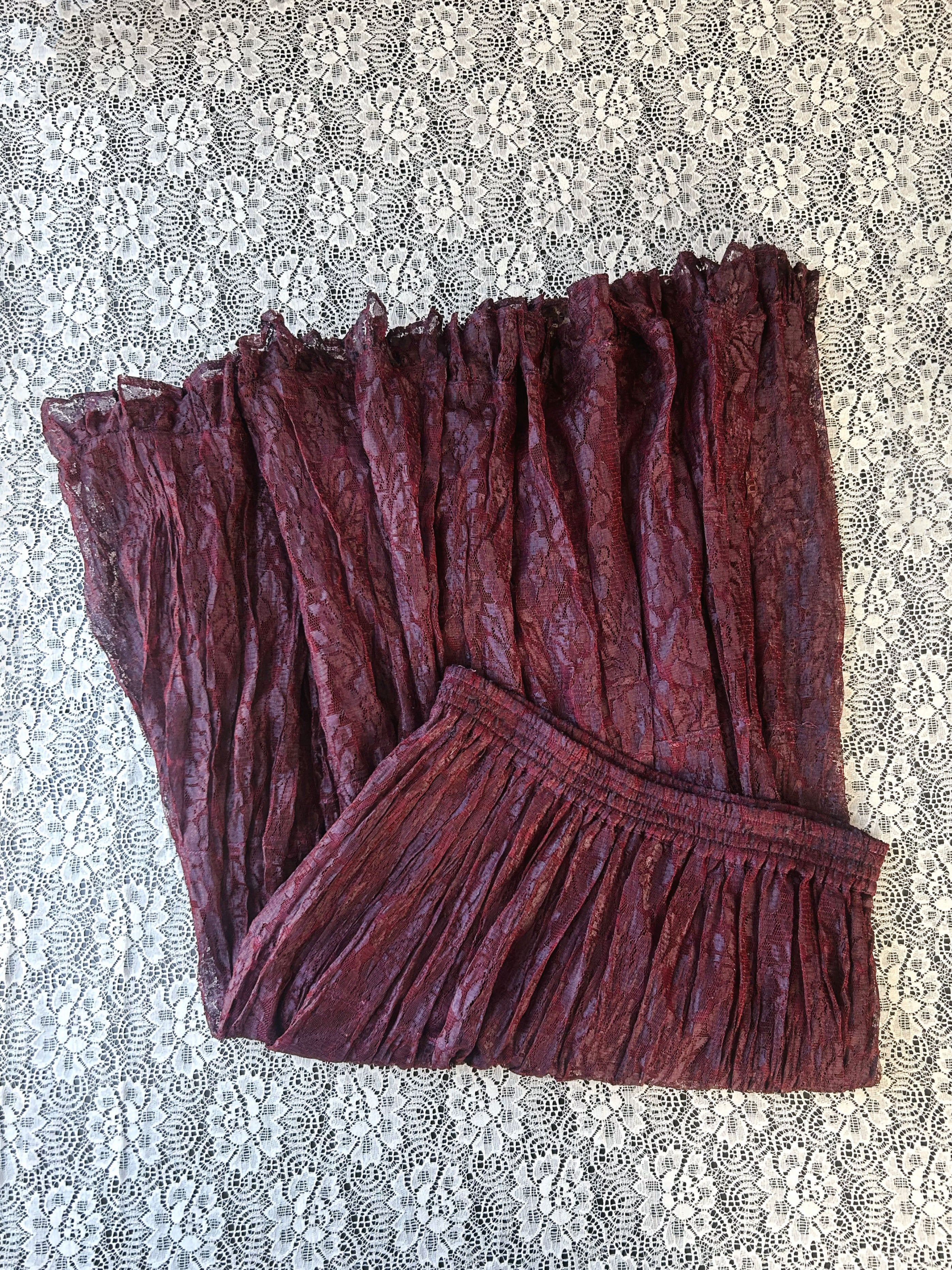 Vintage 90's Burgundy Lace Maxi Skirt