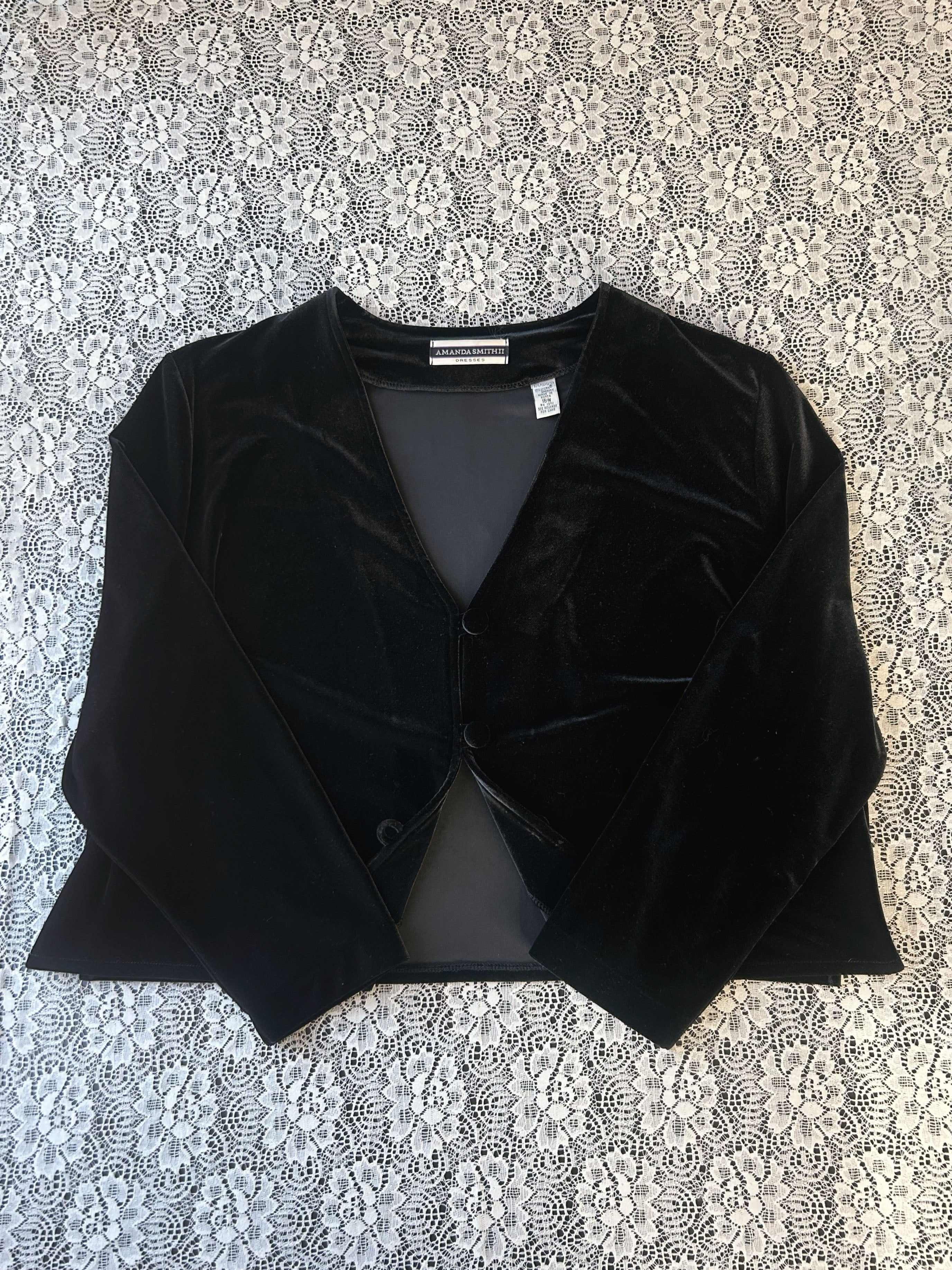 Y2K Velvet Crop 3/4 Sleeve Cargigan