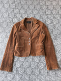 Y2K Tan Fitted Blazer-Style Jacket W/ Flare Sleeves