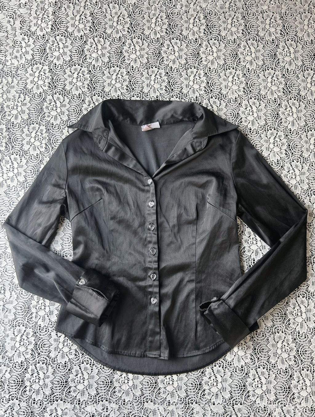 Vintage 00's Satin Long Sleeve Buttoned Blouse