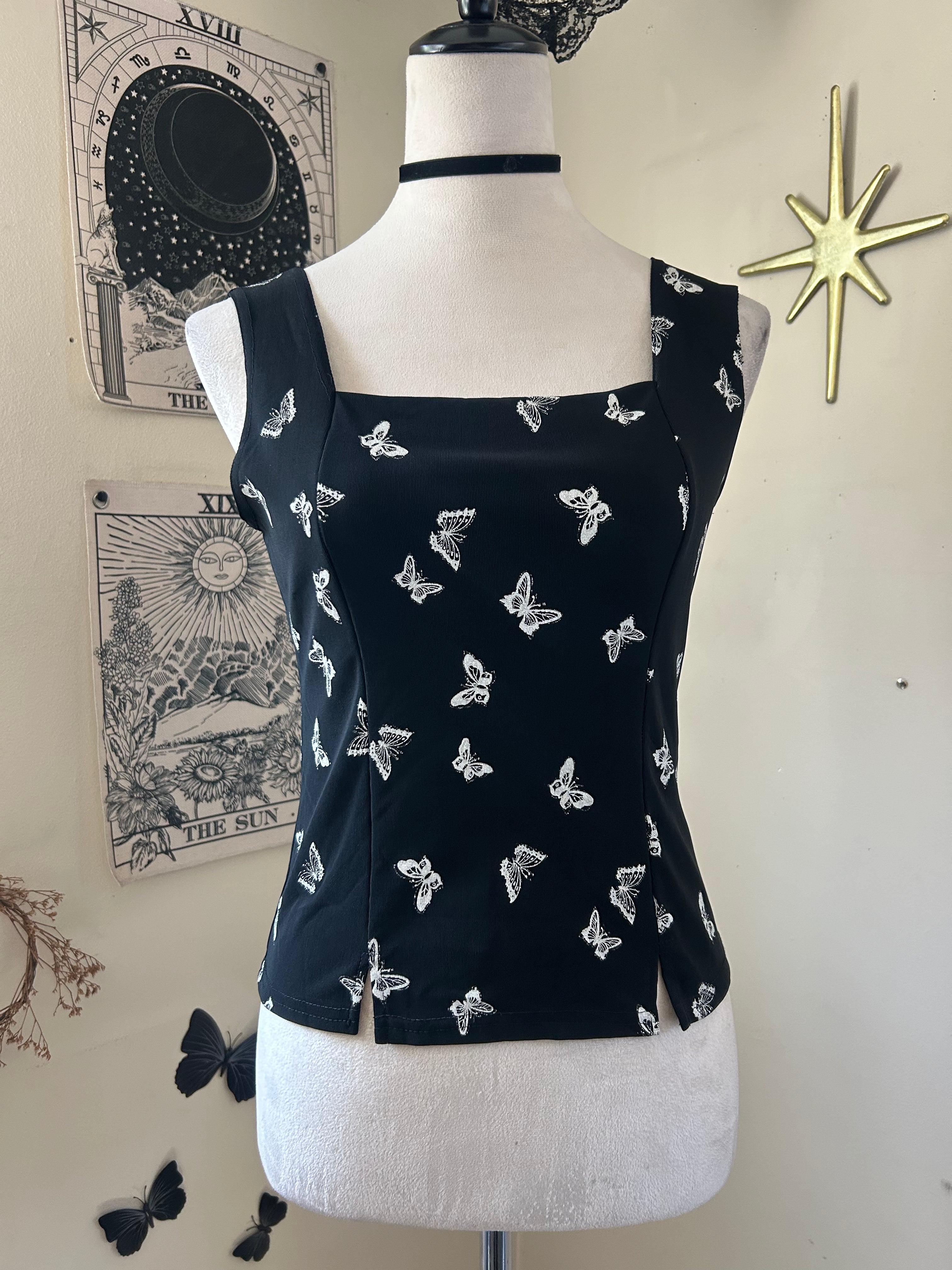 (S/M) Vintage 90's-00's Fairy Butterfly Print Tank Top