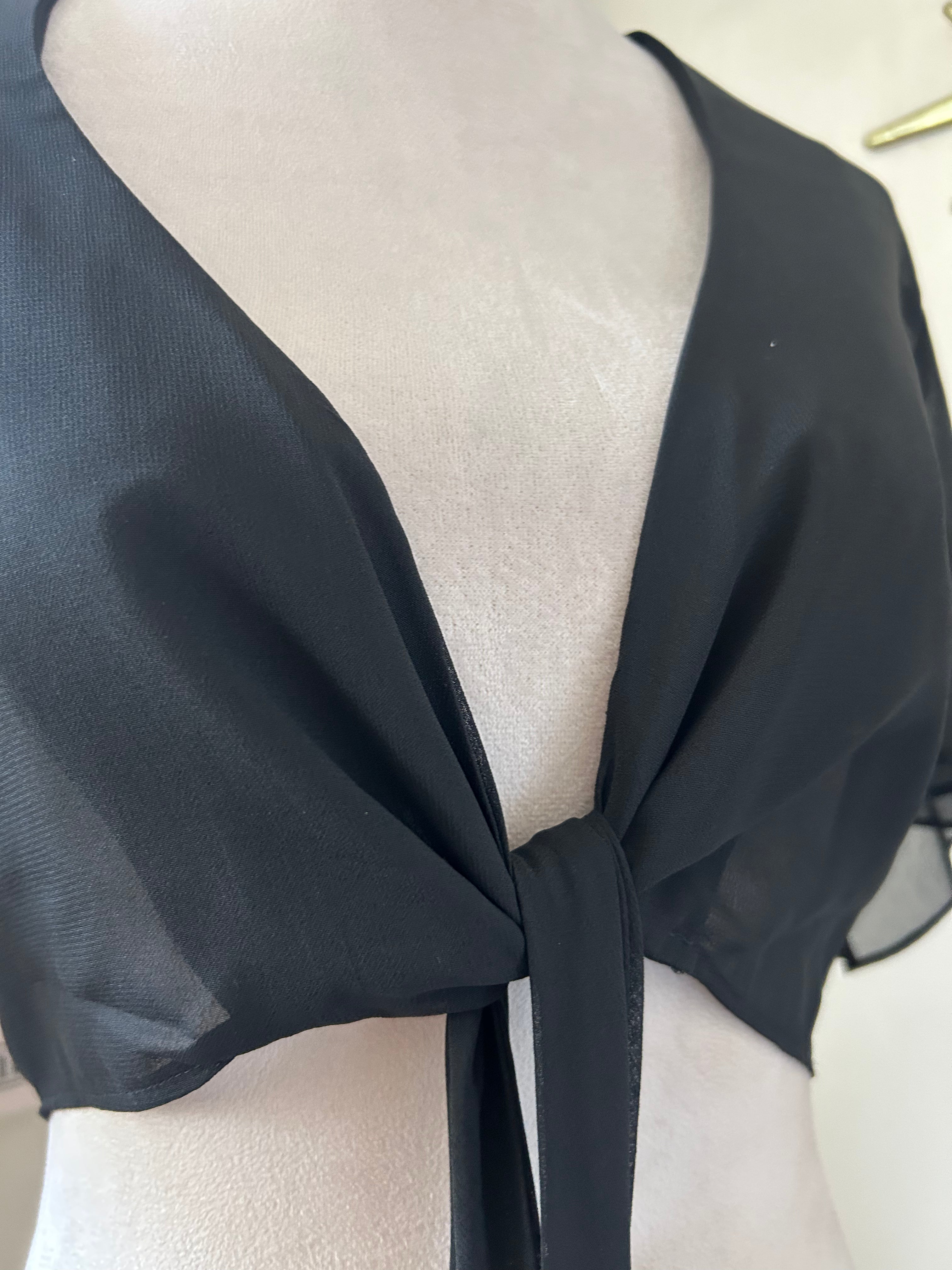 (M) Vintage 90's Fairy Front Tie Crop Blouse