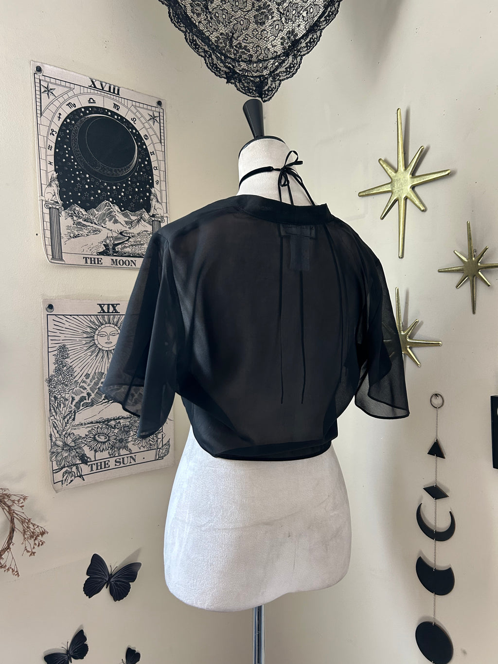(M) Vintage 90's Fairy Front Tie Crop Blouse