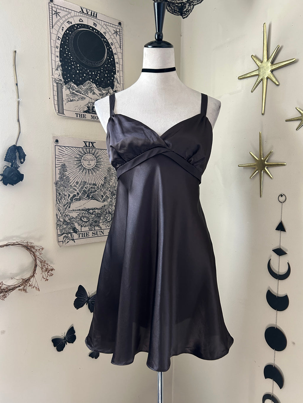 (M) Y2K Brown Satin Dress/Blouse