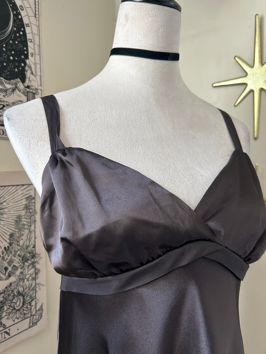 (M) Y2K Brown Satin Dress/Blouse