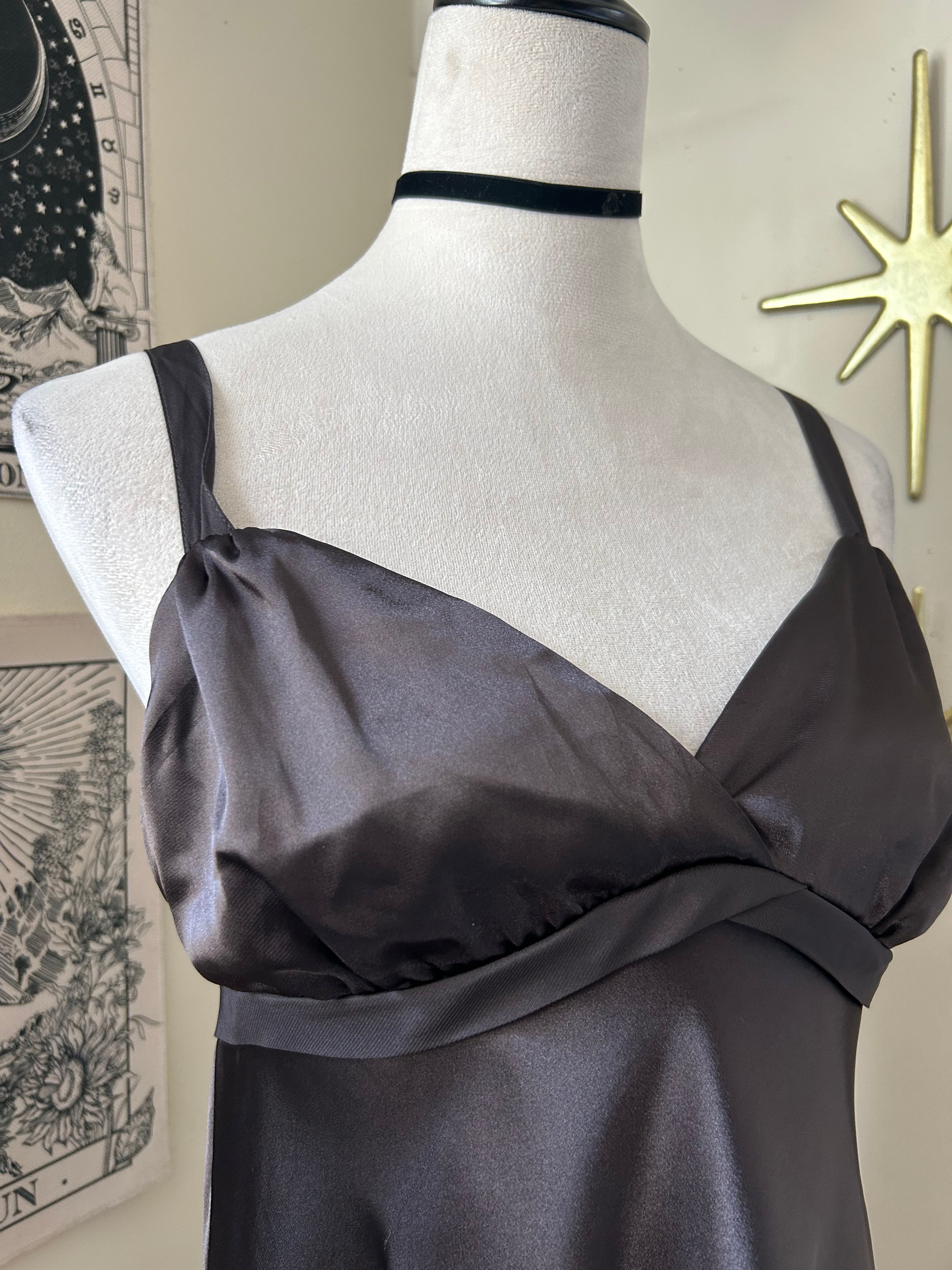 (M) Y2K Brown Satin Dress/Blouse