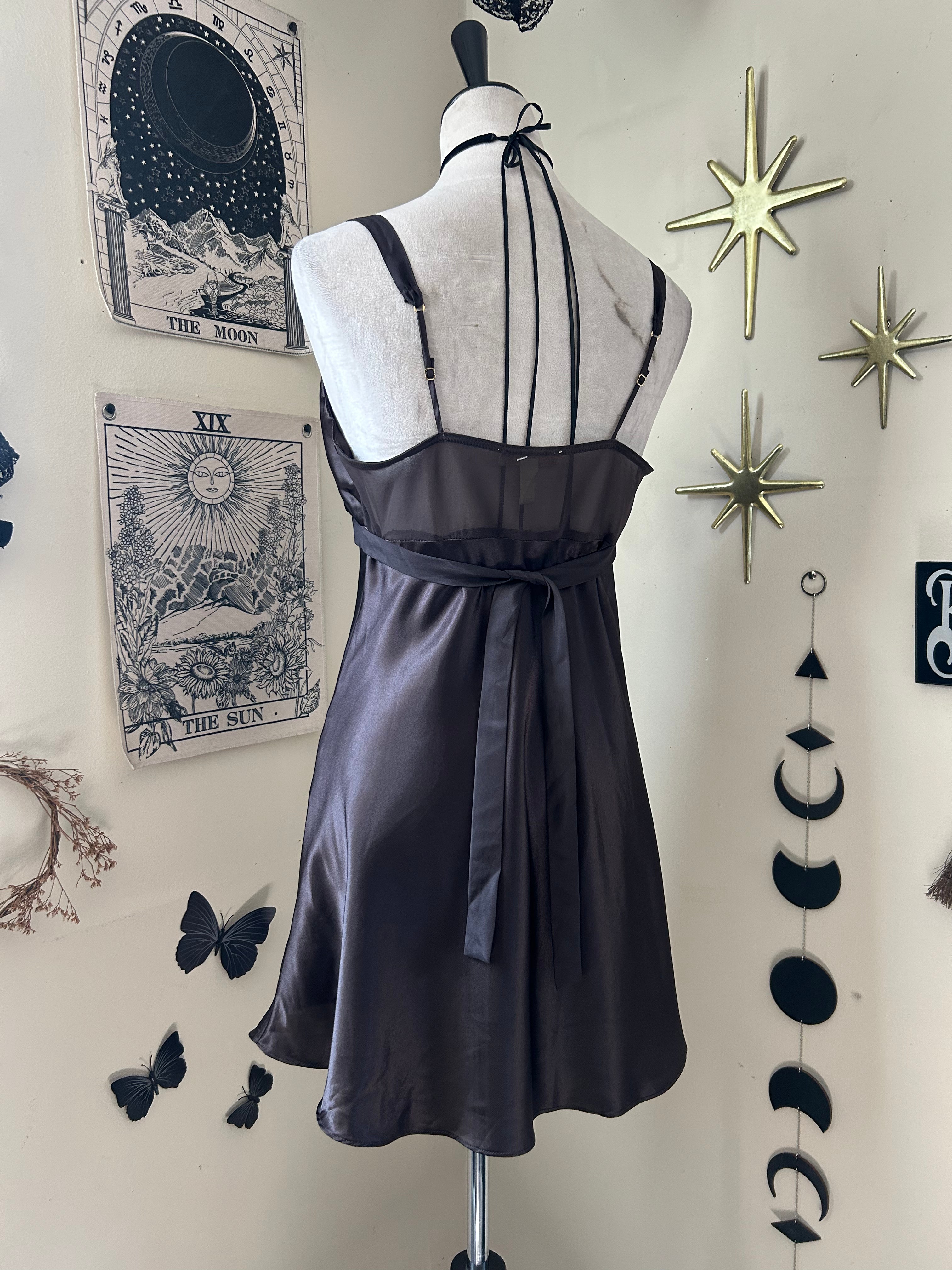 (M) Y2K Brown Satin Dress/Blouse