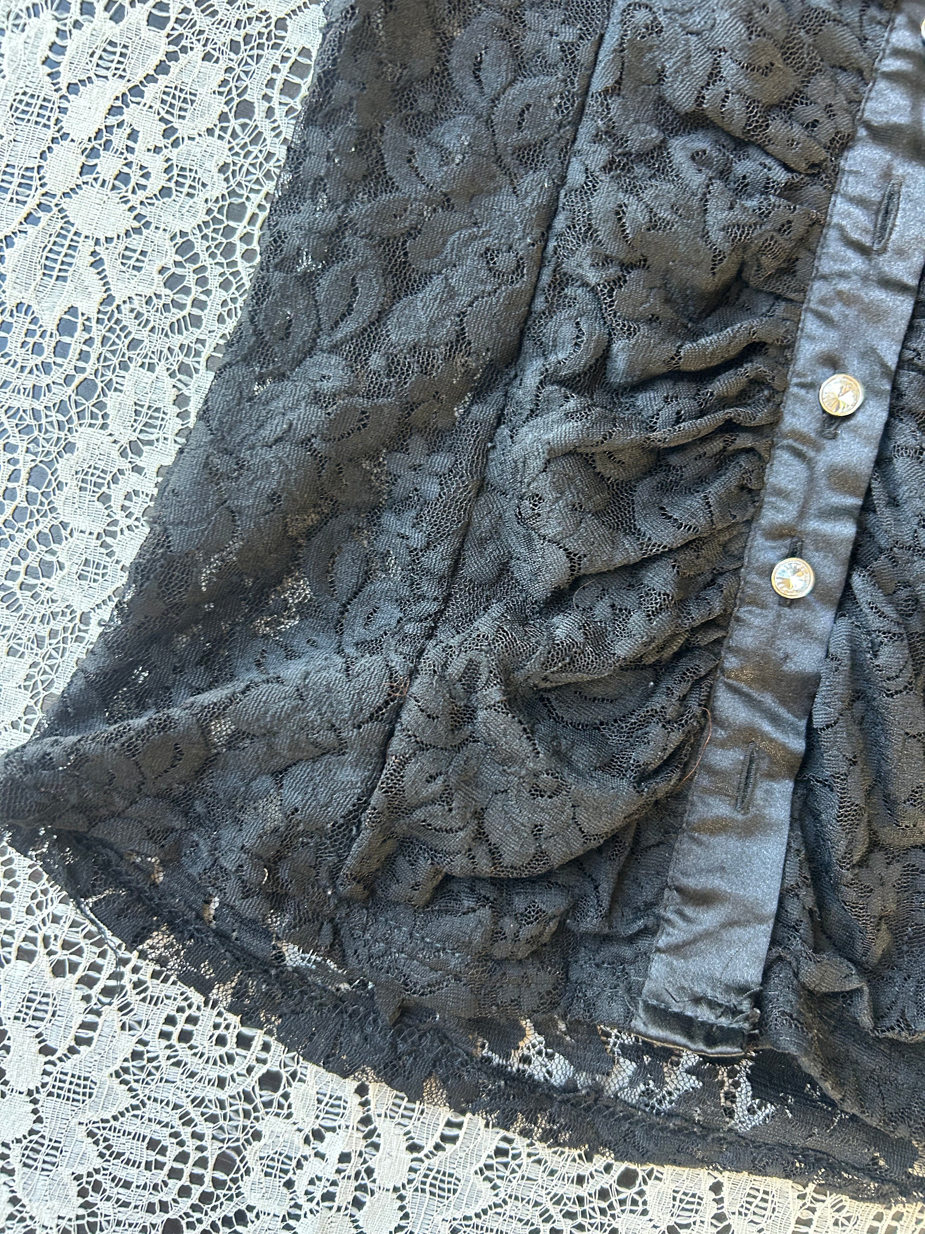 (S/M) Y2K Lace 3/4 Sleeve Top