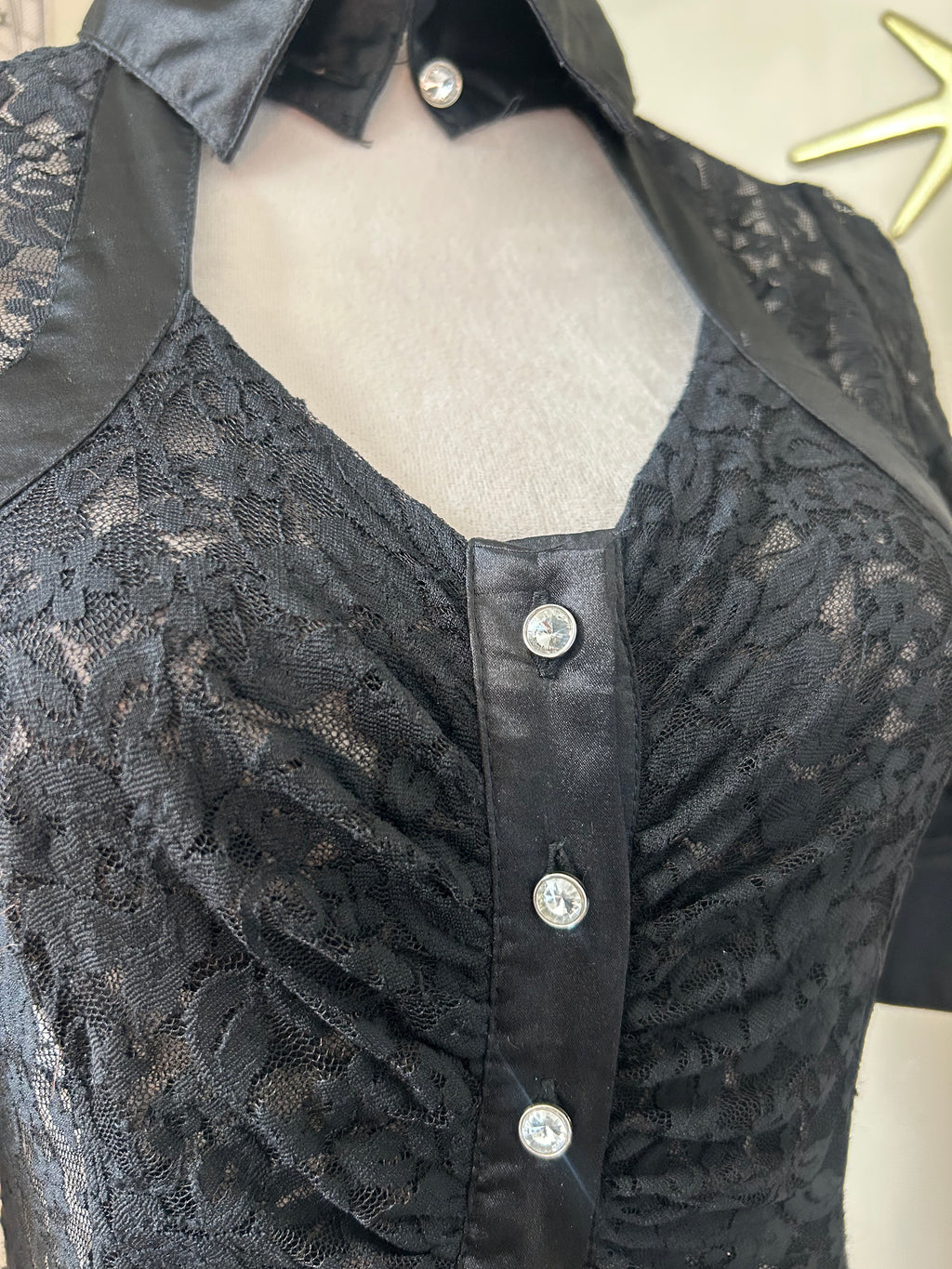 (S/M) Y2K Lace 3/4 Sleeve Top
