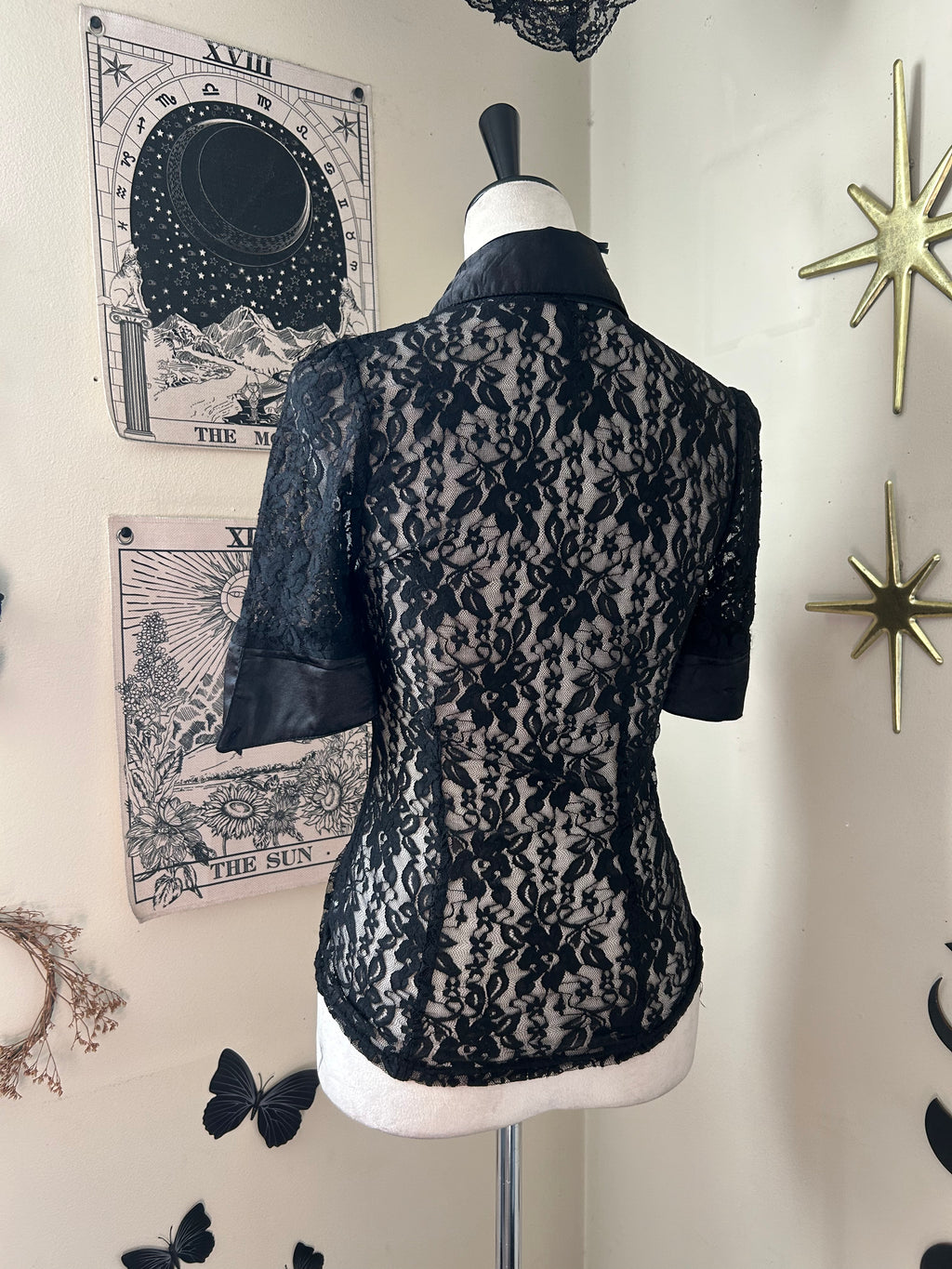 (S/M) Y2K Lace 3/4 Sleeve Top