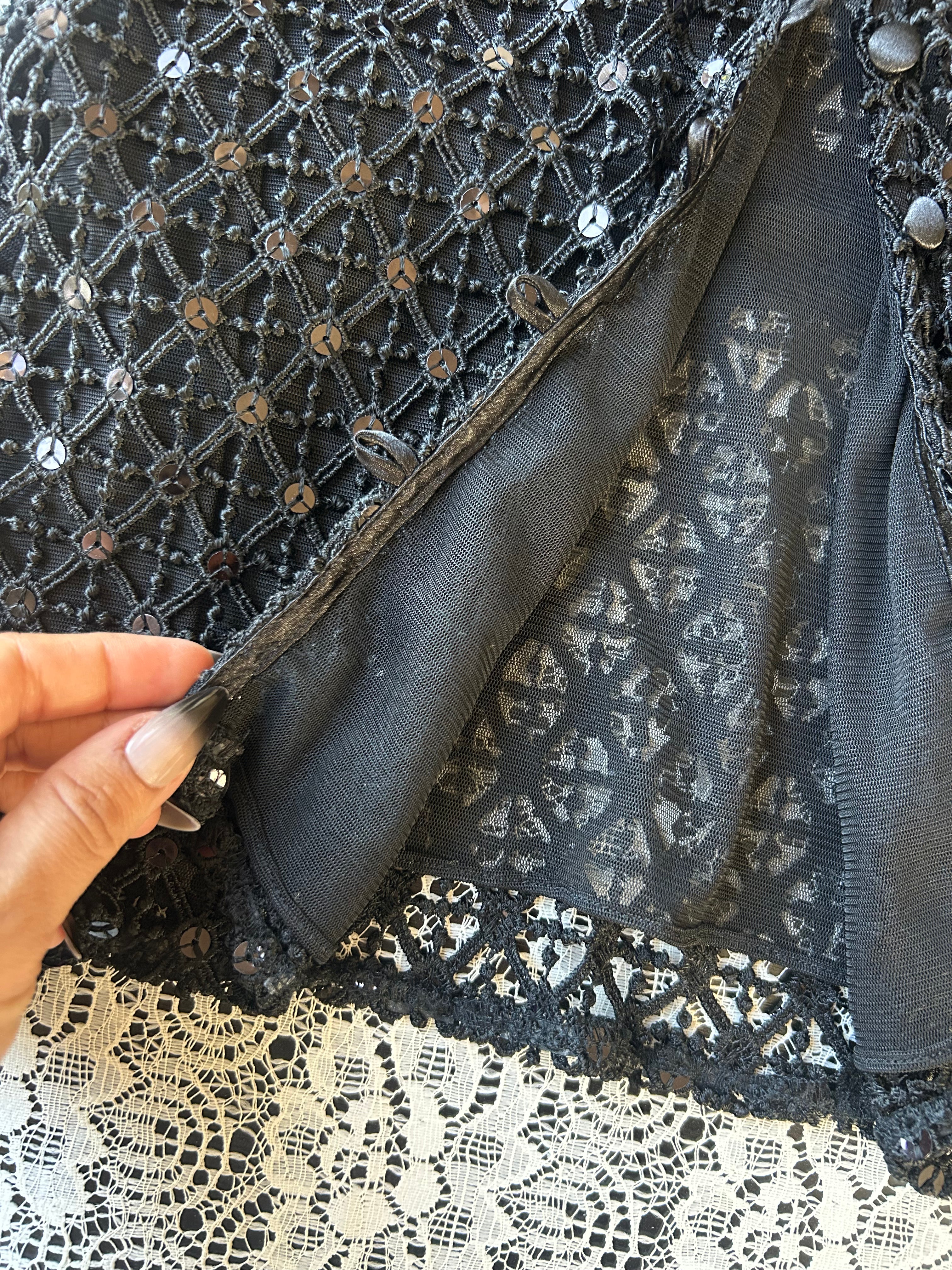 (M/L) Y2K Sequin Knit Flare Long Sleeve Blouse