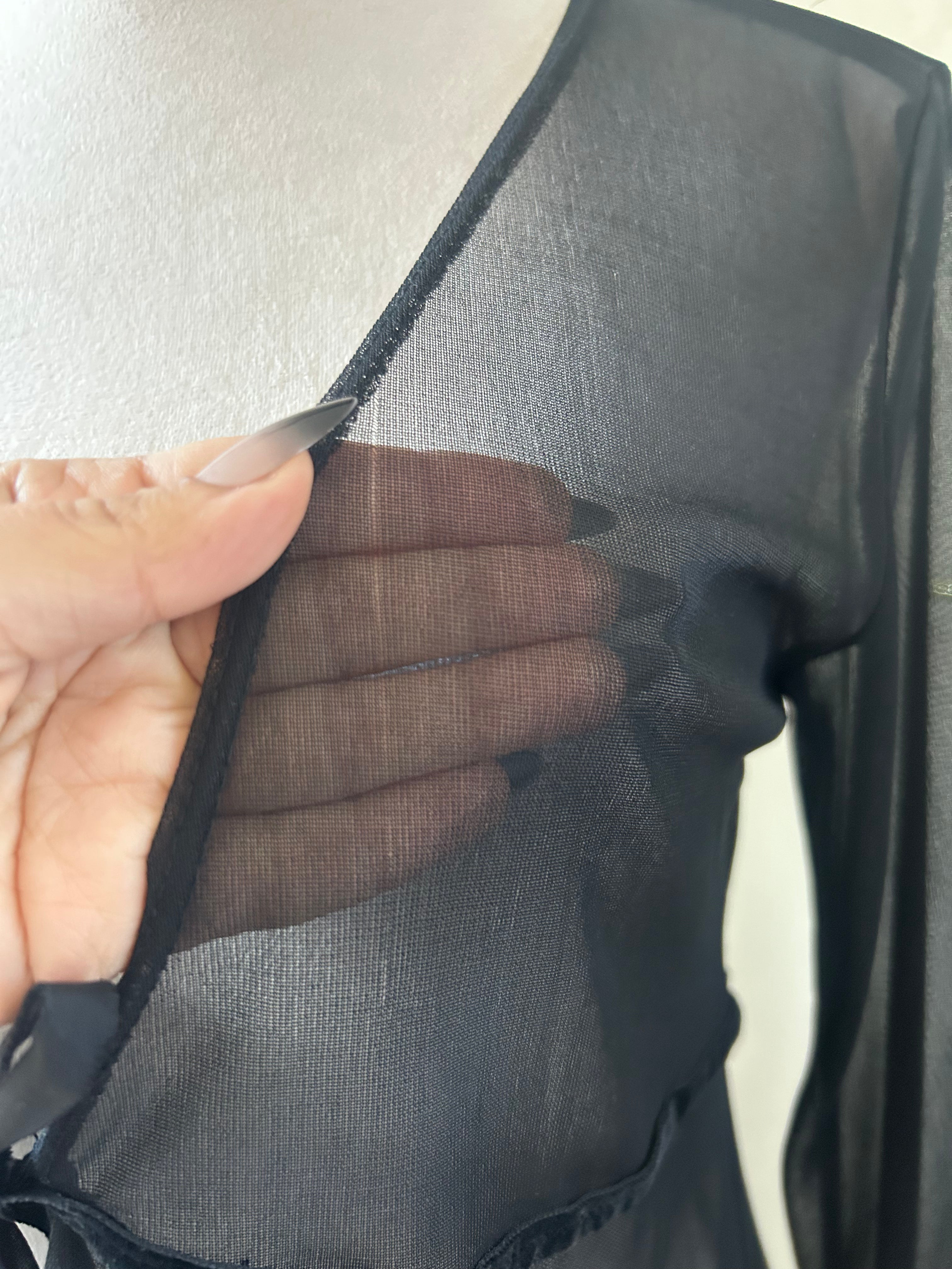 (M/L) Vintage 90's Sheer Tie-front Duster Dress W/ Flared Sleeves