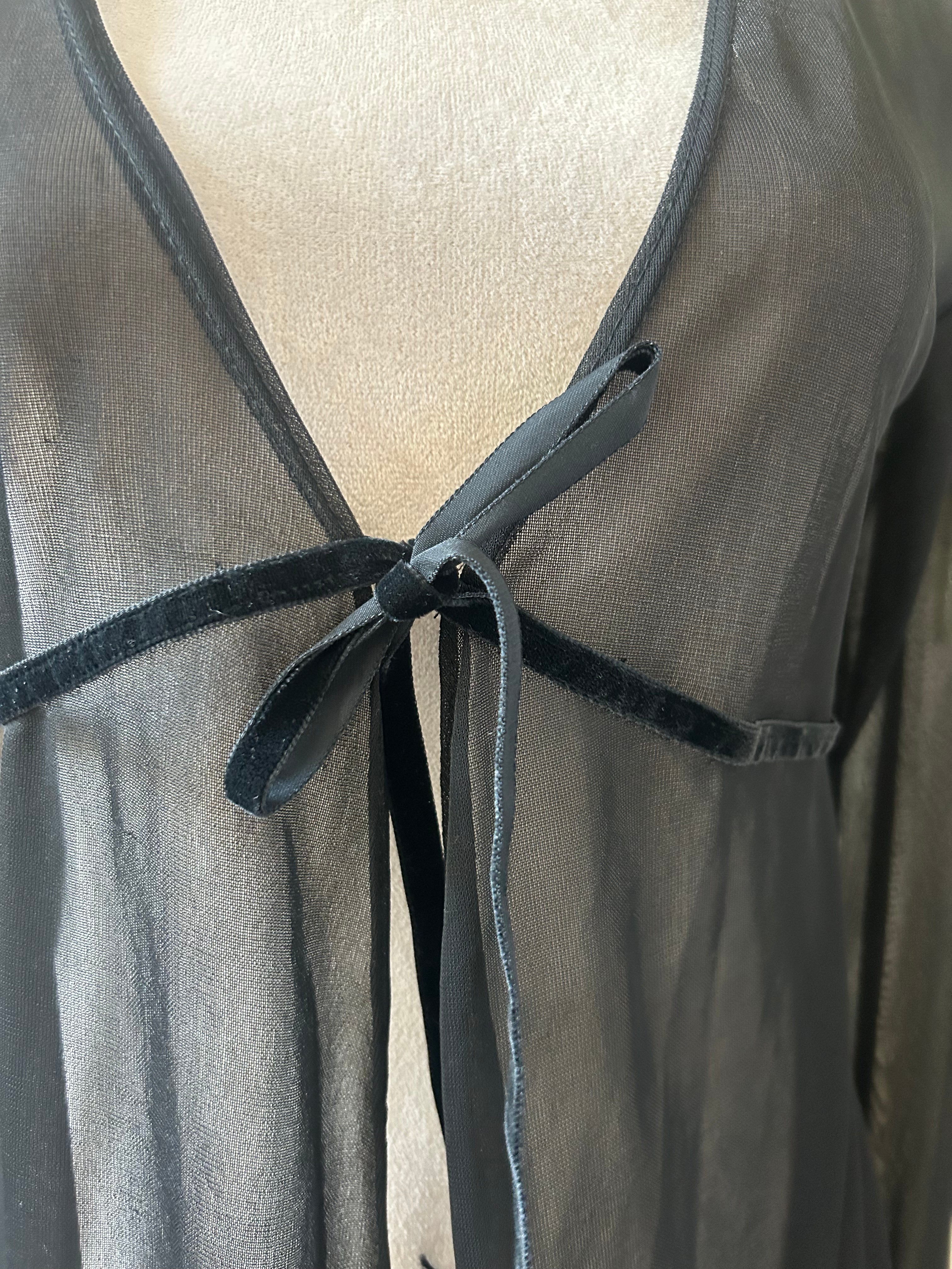 (M/L) Vintage 90's Sheer Tie-front Duster Dress W/ Flared Sleeves
