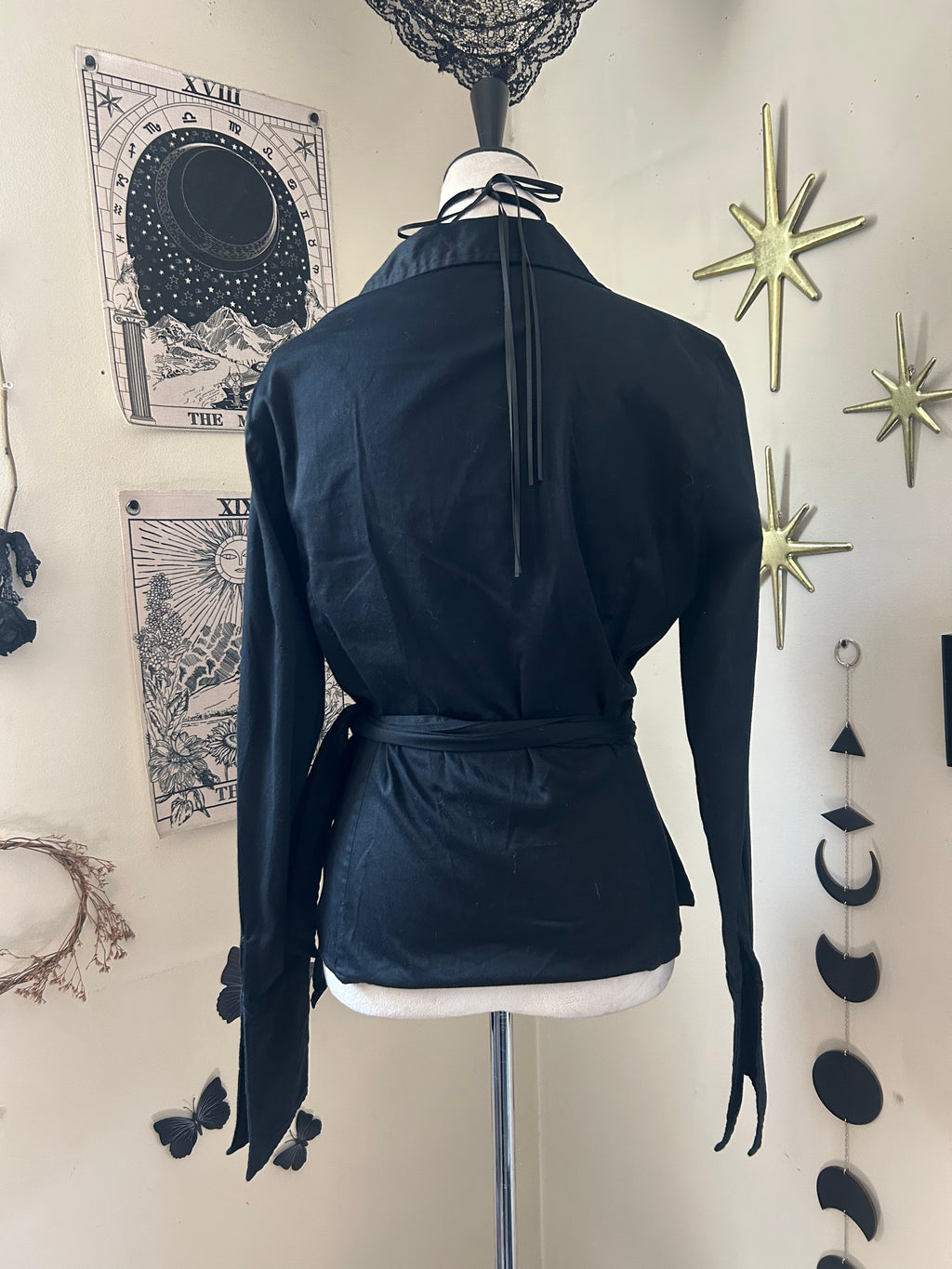(M) Y2K Wrap V-neck Long Sleeve Blouse