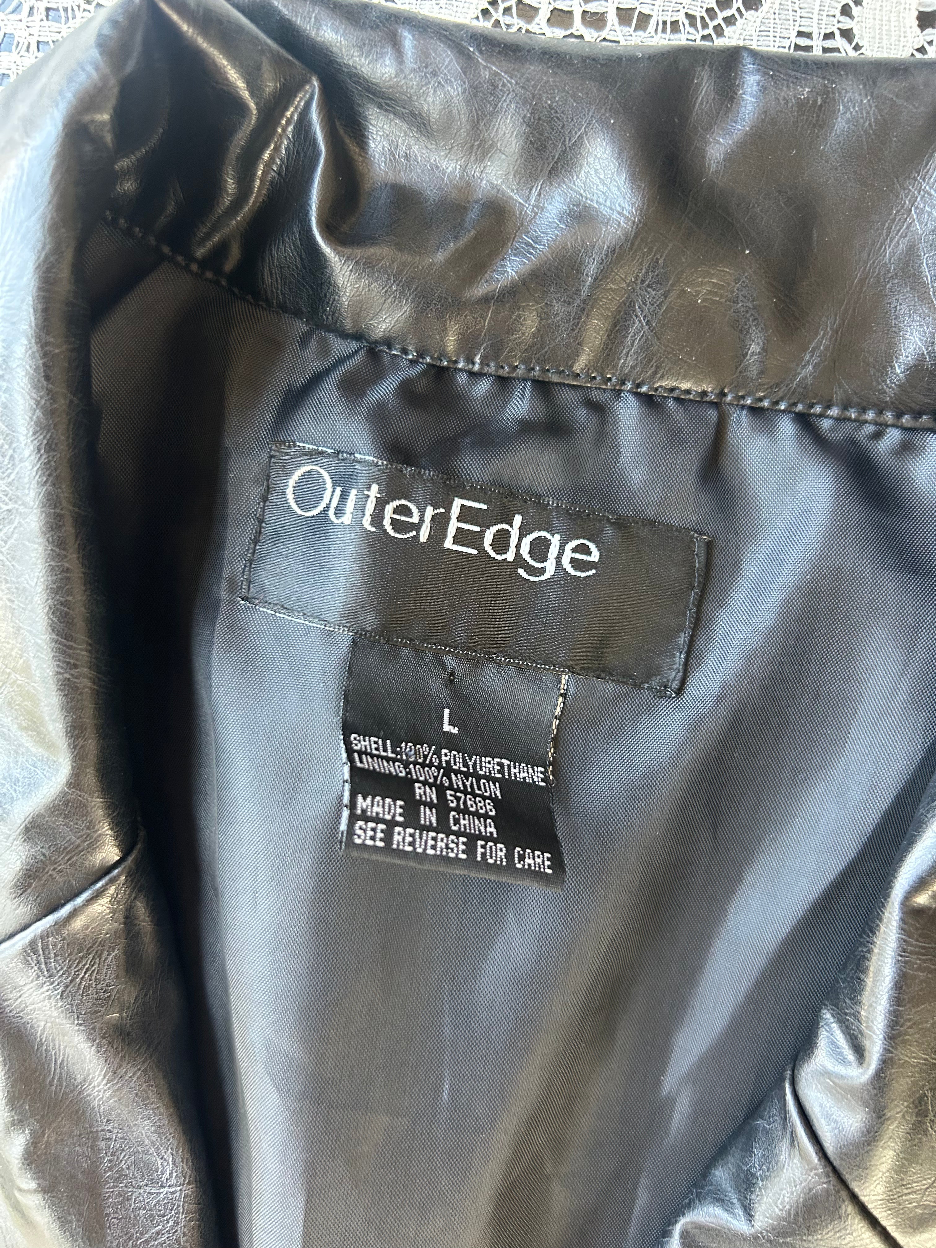 (L) Vintage Late 90's Faux Leather Long Jacket