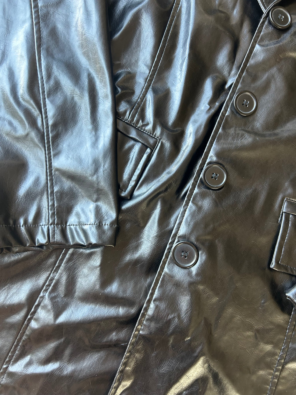 (L) Vintage Late 90's Faux Leather Long Jacket