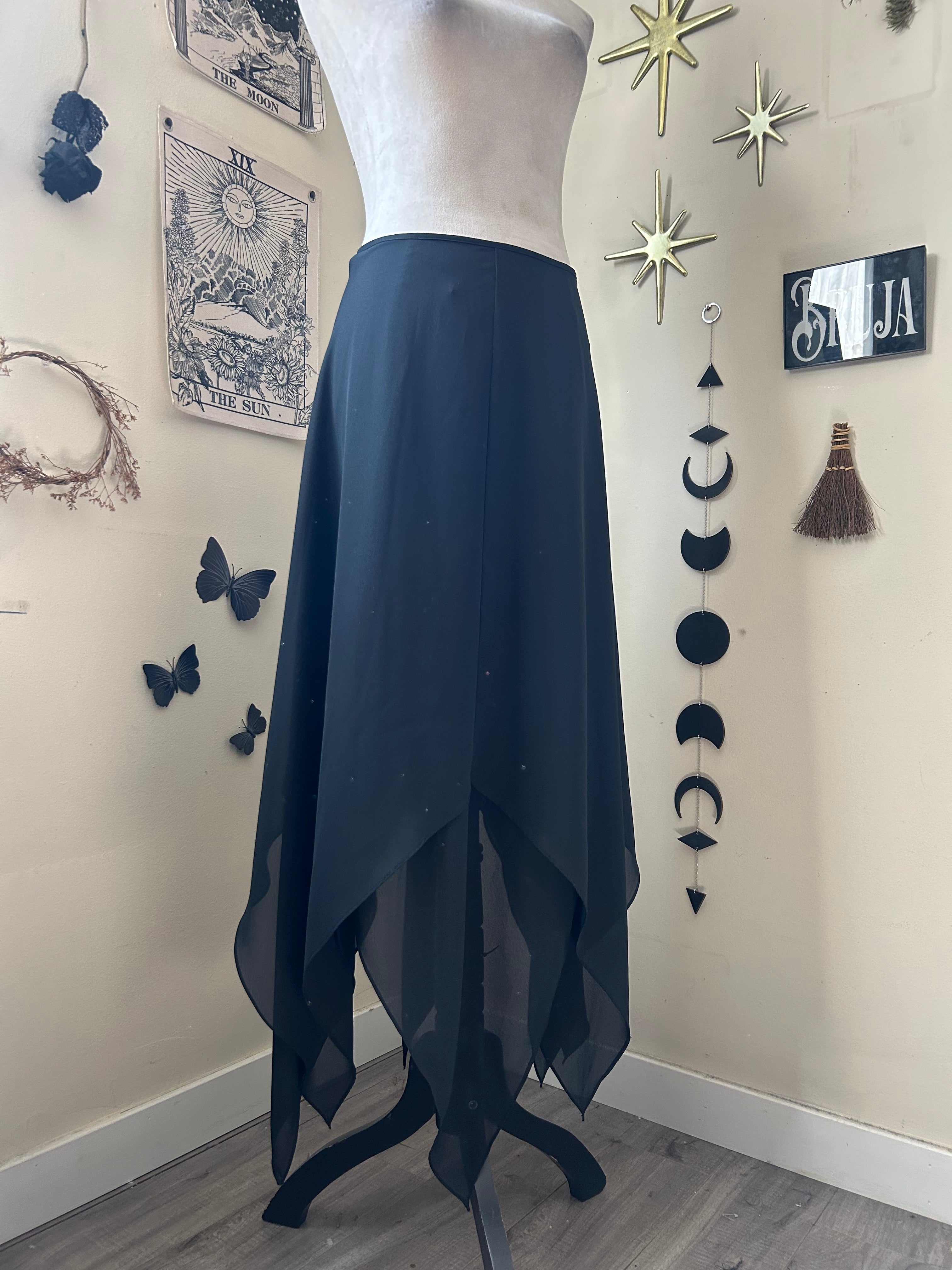 (S) Vintage 90's-00's Fairy Black Maxi Skirt