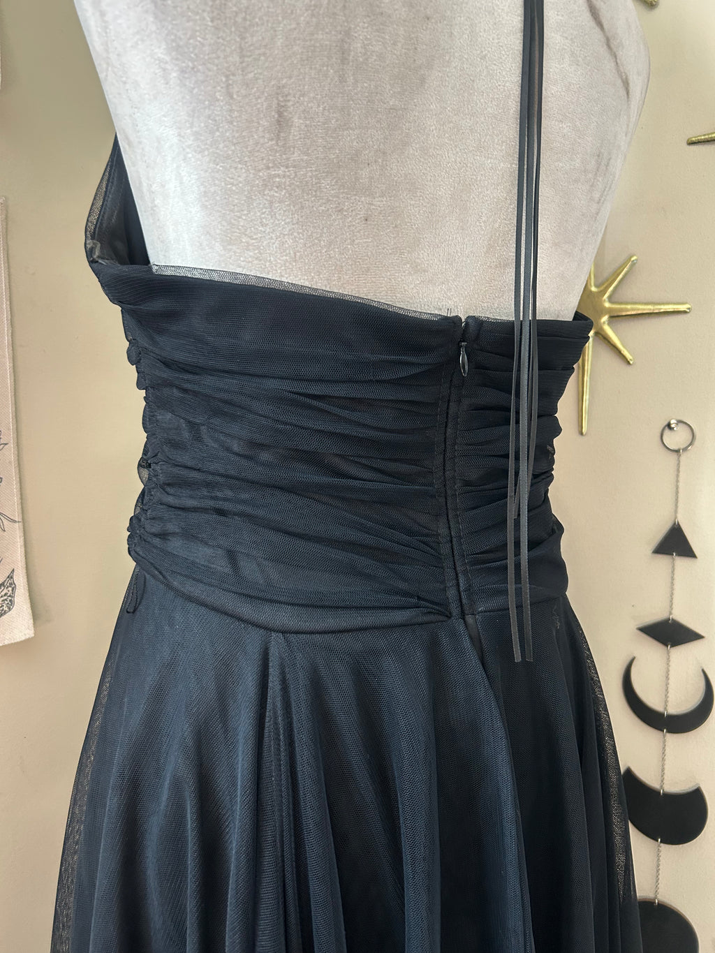 (L) Vintage 00s Halter Fairy Maxi Dress w/ Pink Hem