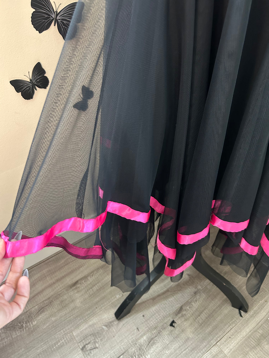(L) Vintage 00s Halter Fairy Maxi Dress w/ Pink Hem