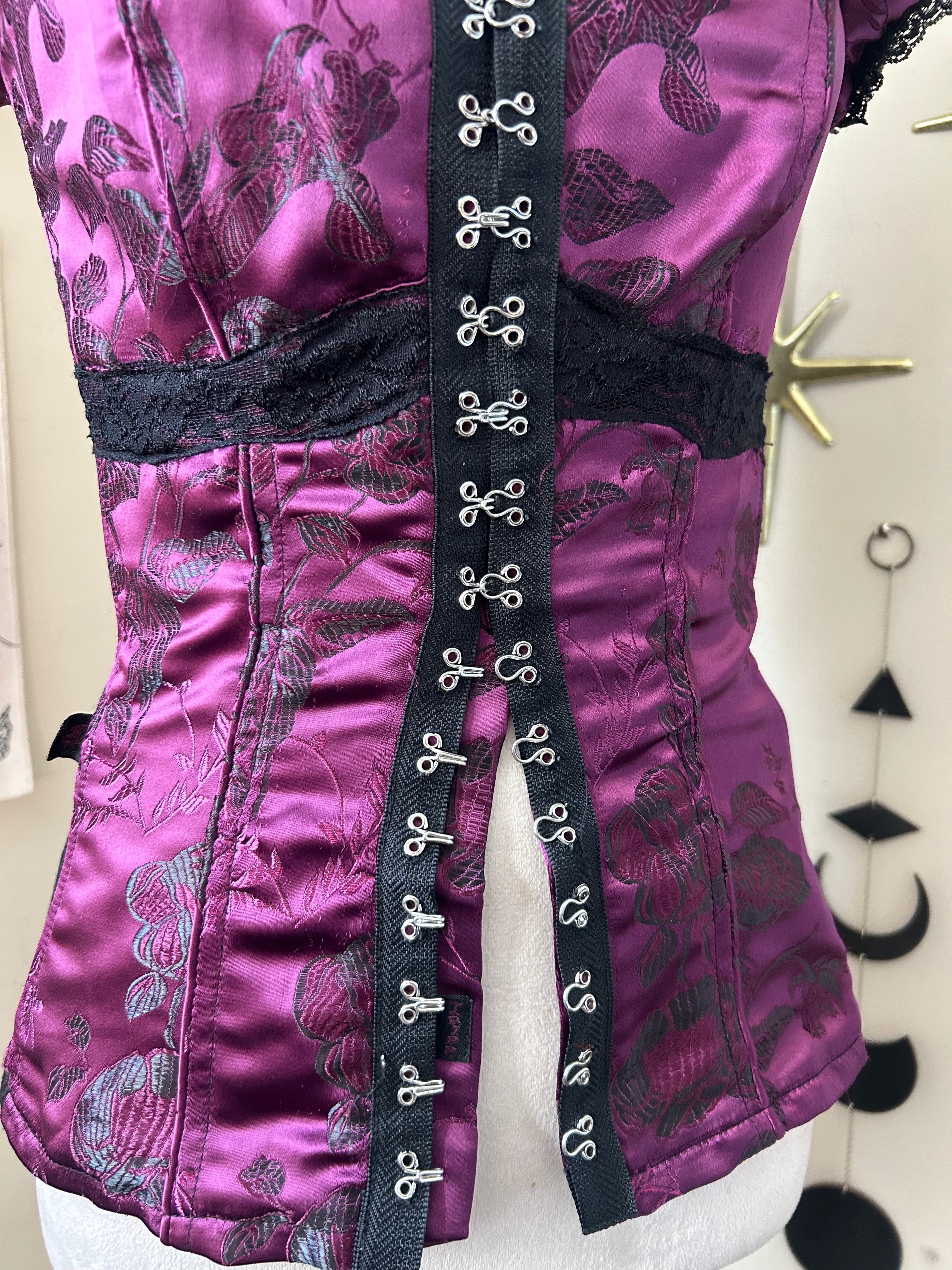 (S) Y2K Tripp NYC Purple Satin Corset