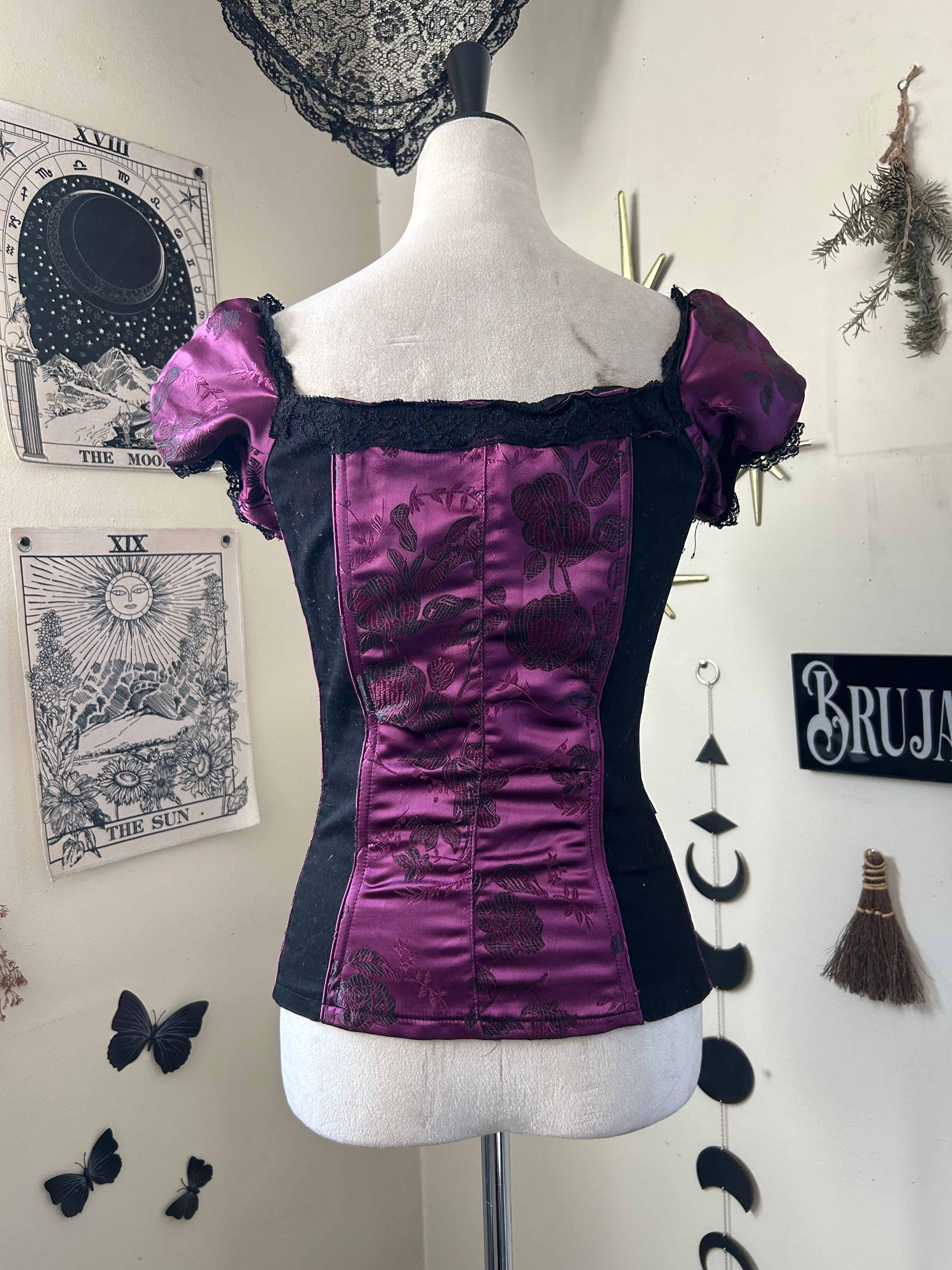 (S) Y2K Tripp NYC Purple Satin Corset