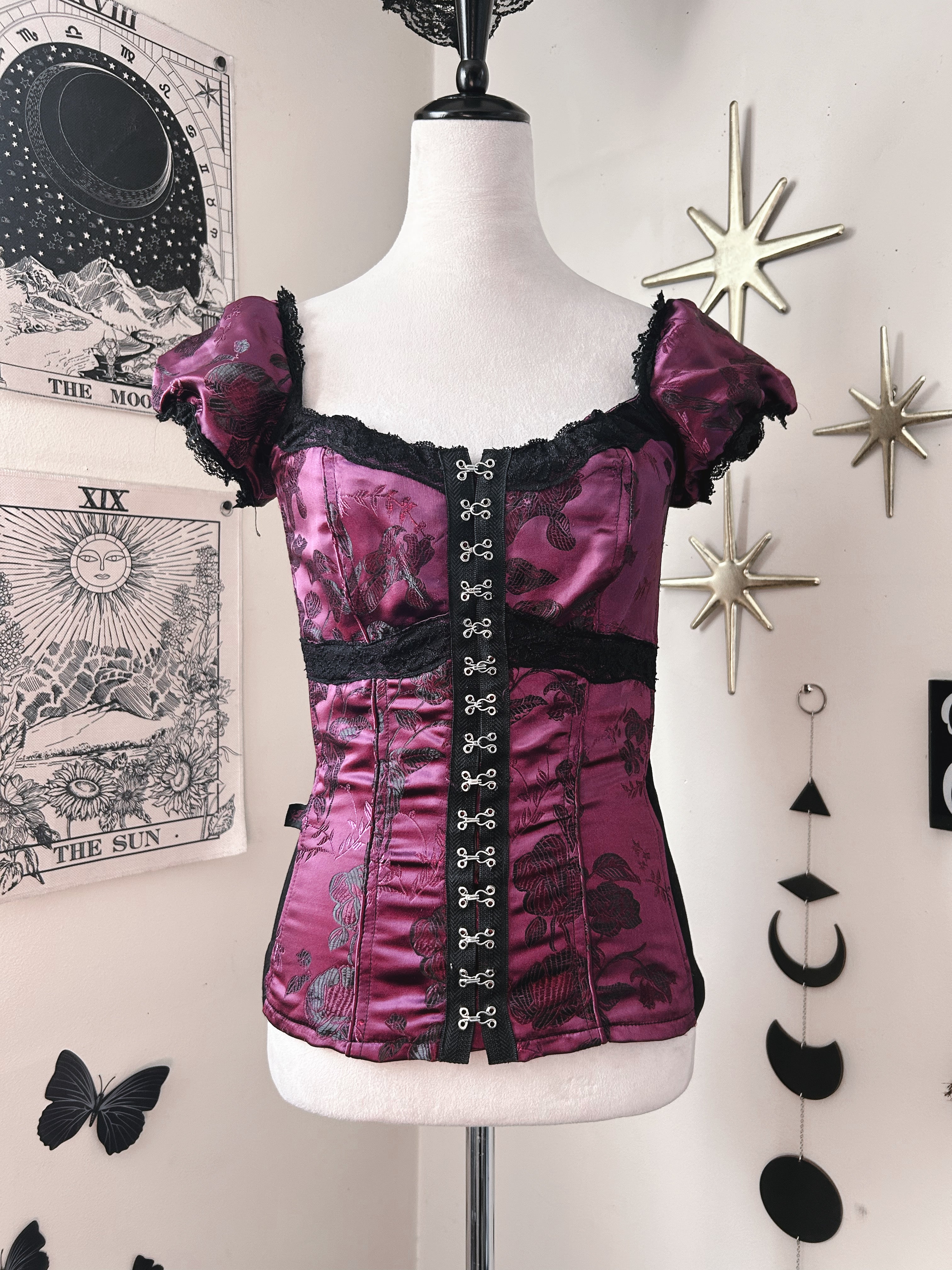 (S) Y2K Tripp NYC Purple Satin Corset