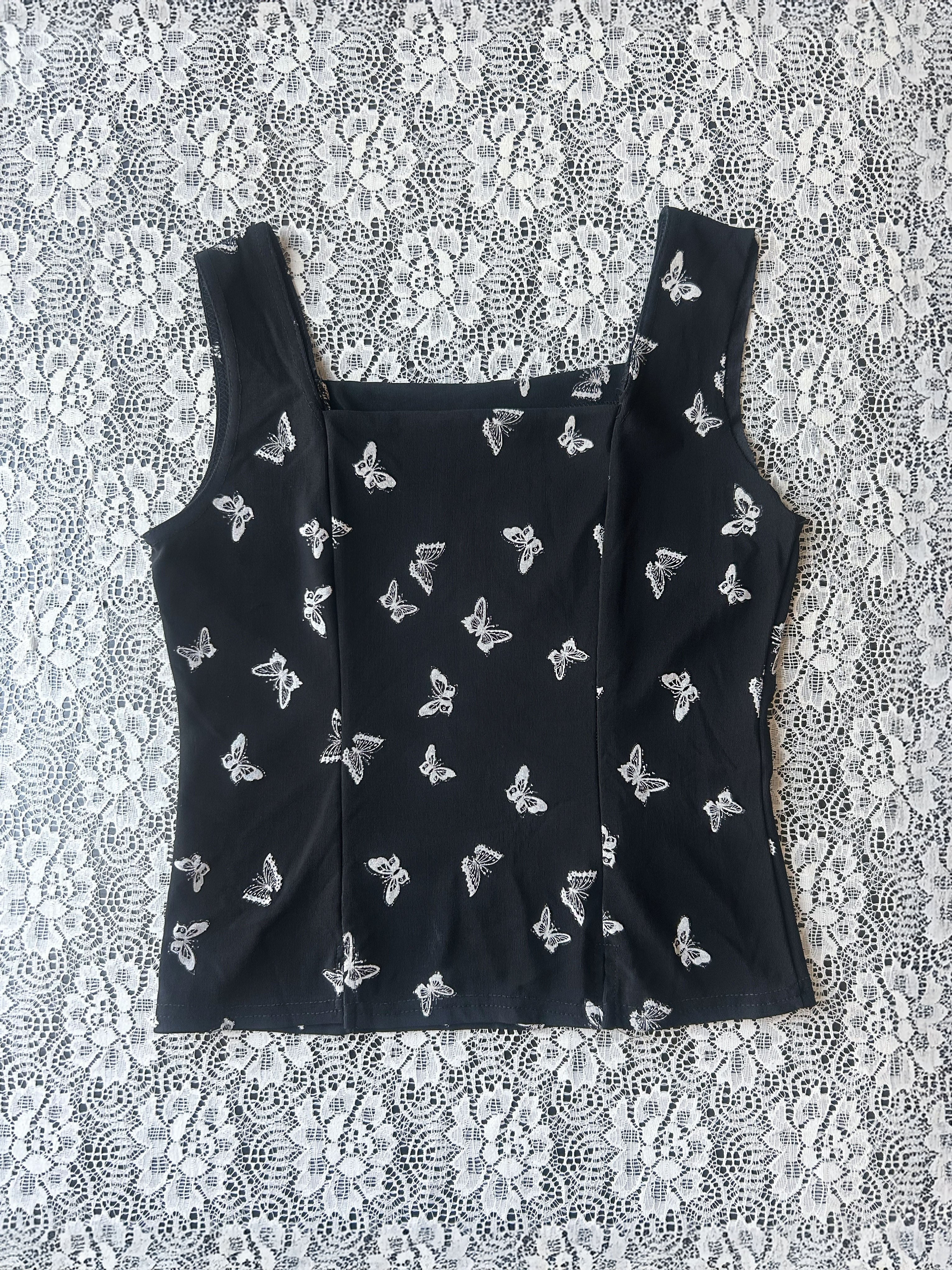 (S/M) Vintage 90's-00's Fairy Butterfly Print Tank Top