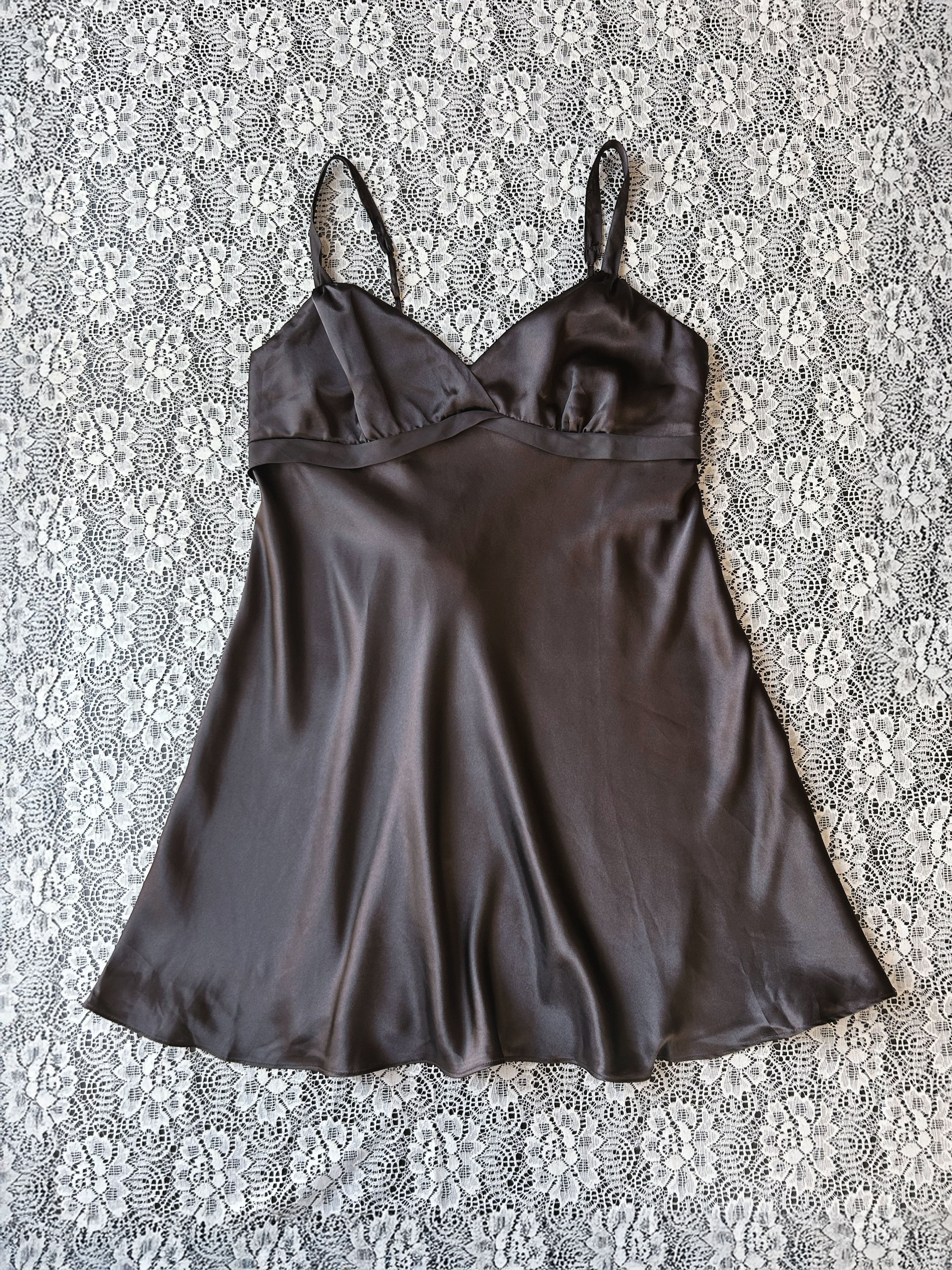 (M) Y2K Brown Satin Dress/Blouse