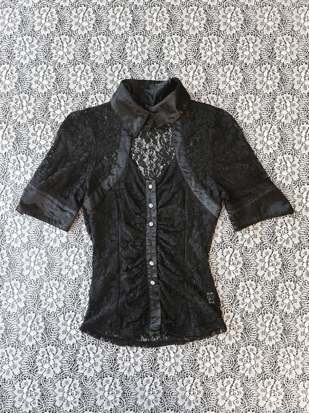 (S/M) Y2K Lace 3/4 Sleeve Top