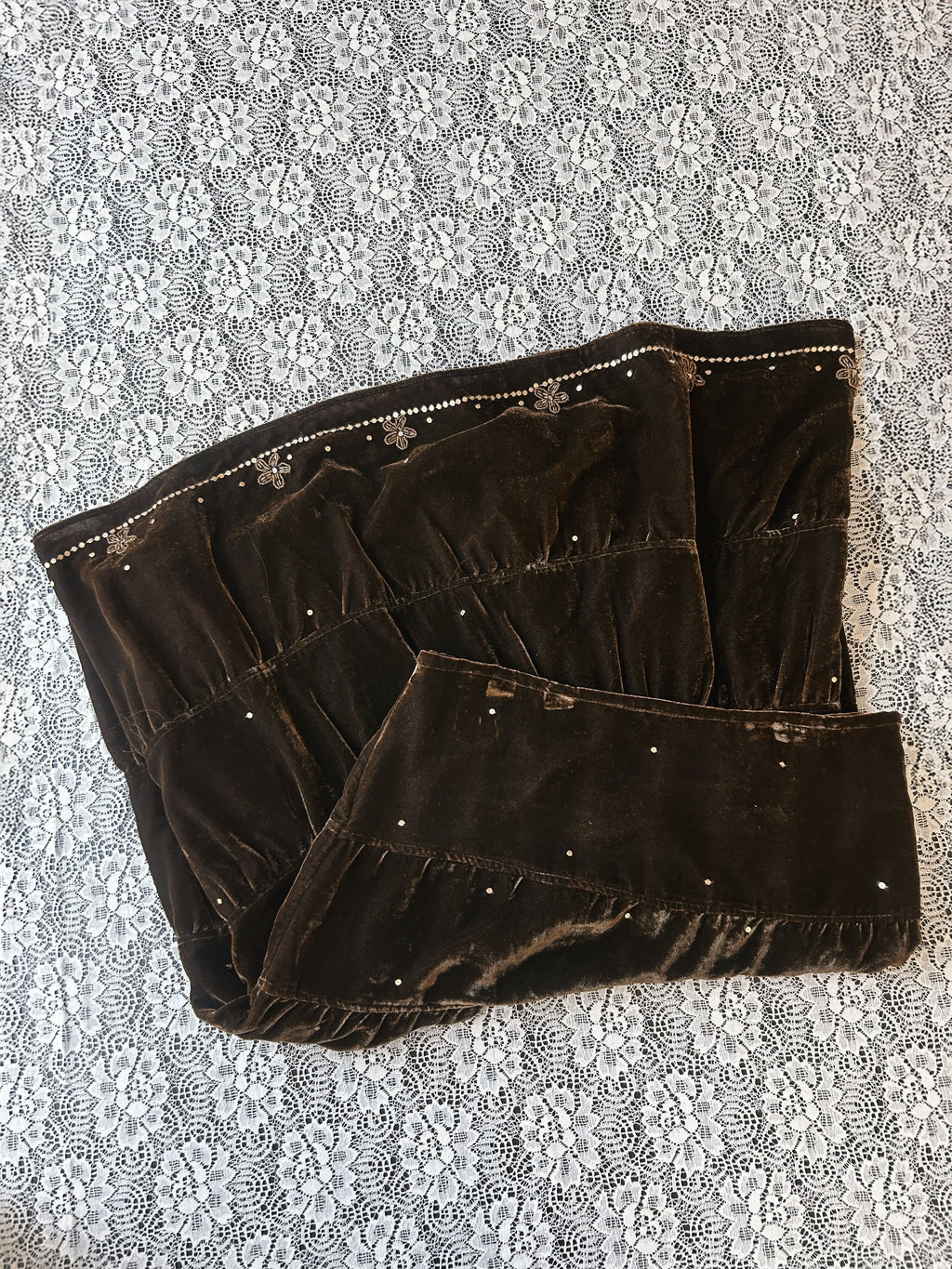 (M) Y2K Deadstock Fairy Brown Tiered Midi Skirt