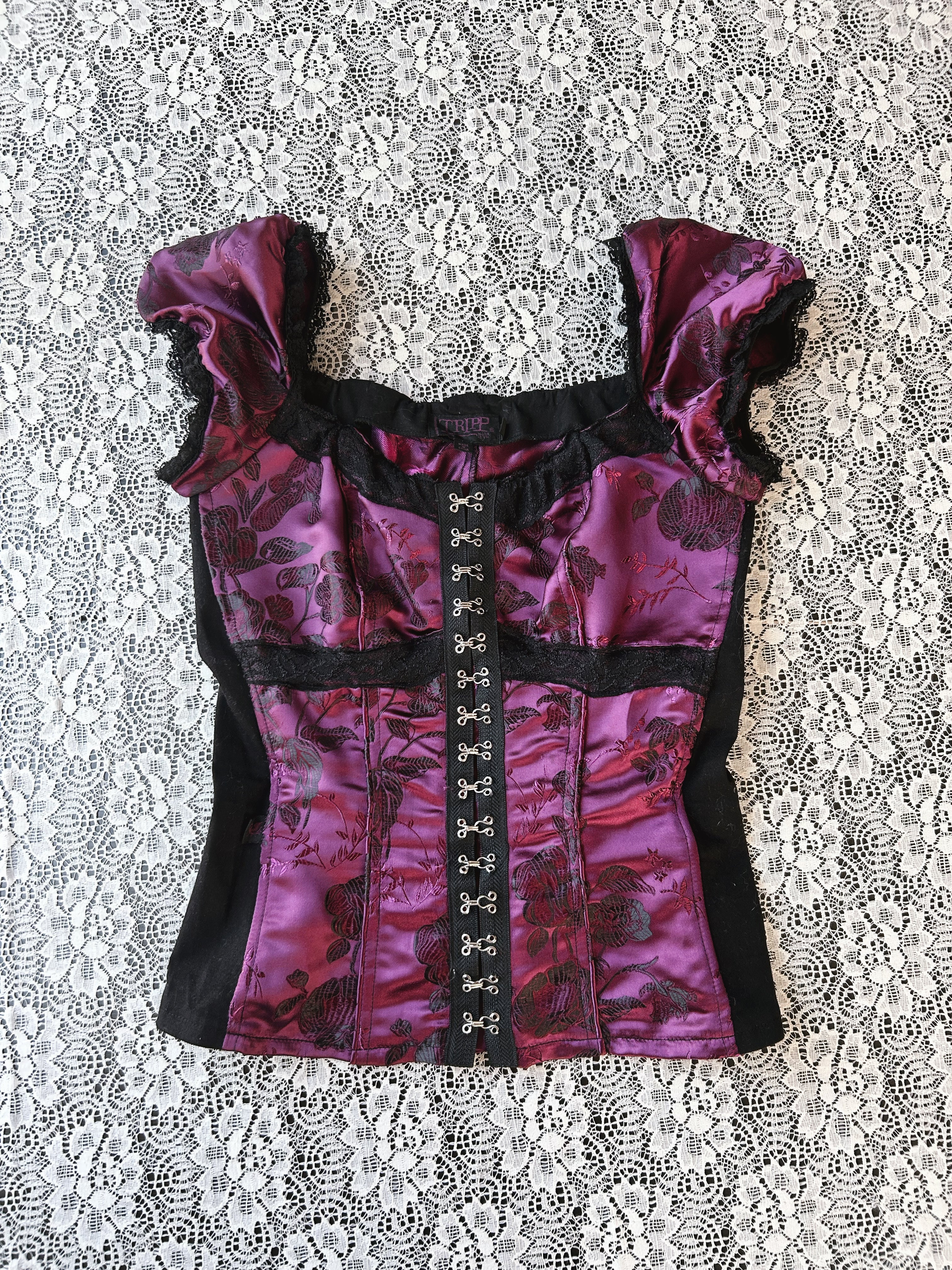 (S) Y2K Tripp NYC Purple Satin Corset