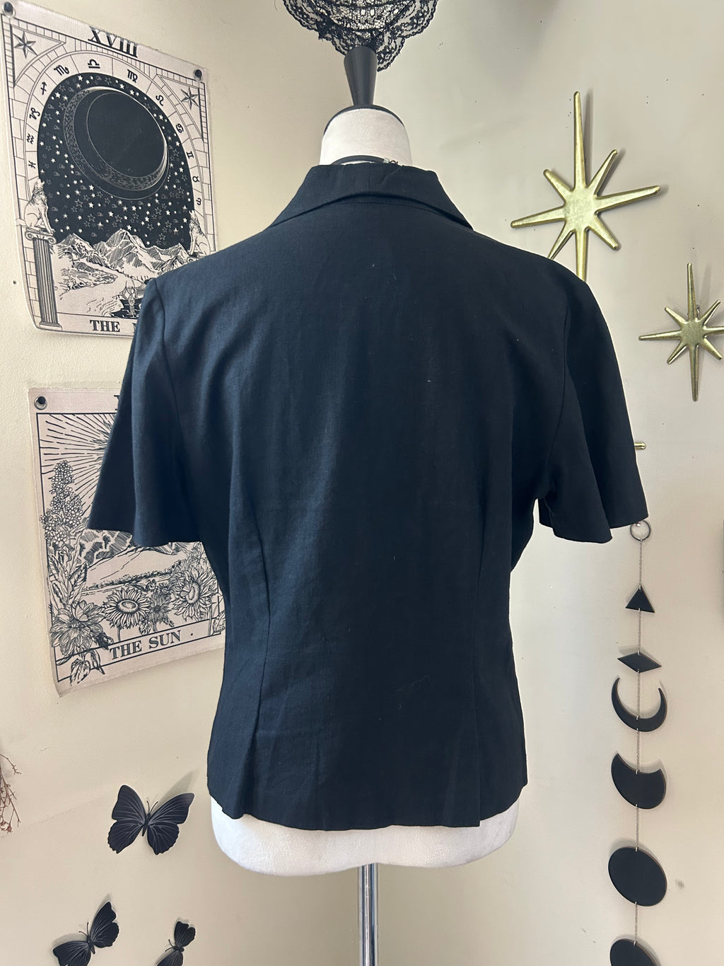 (L/XL) Vintage 90's Black Linen Top