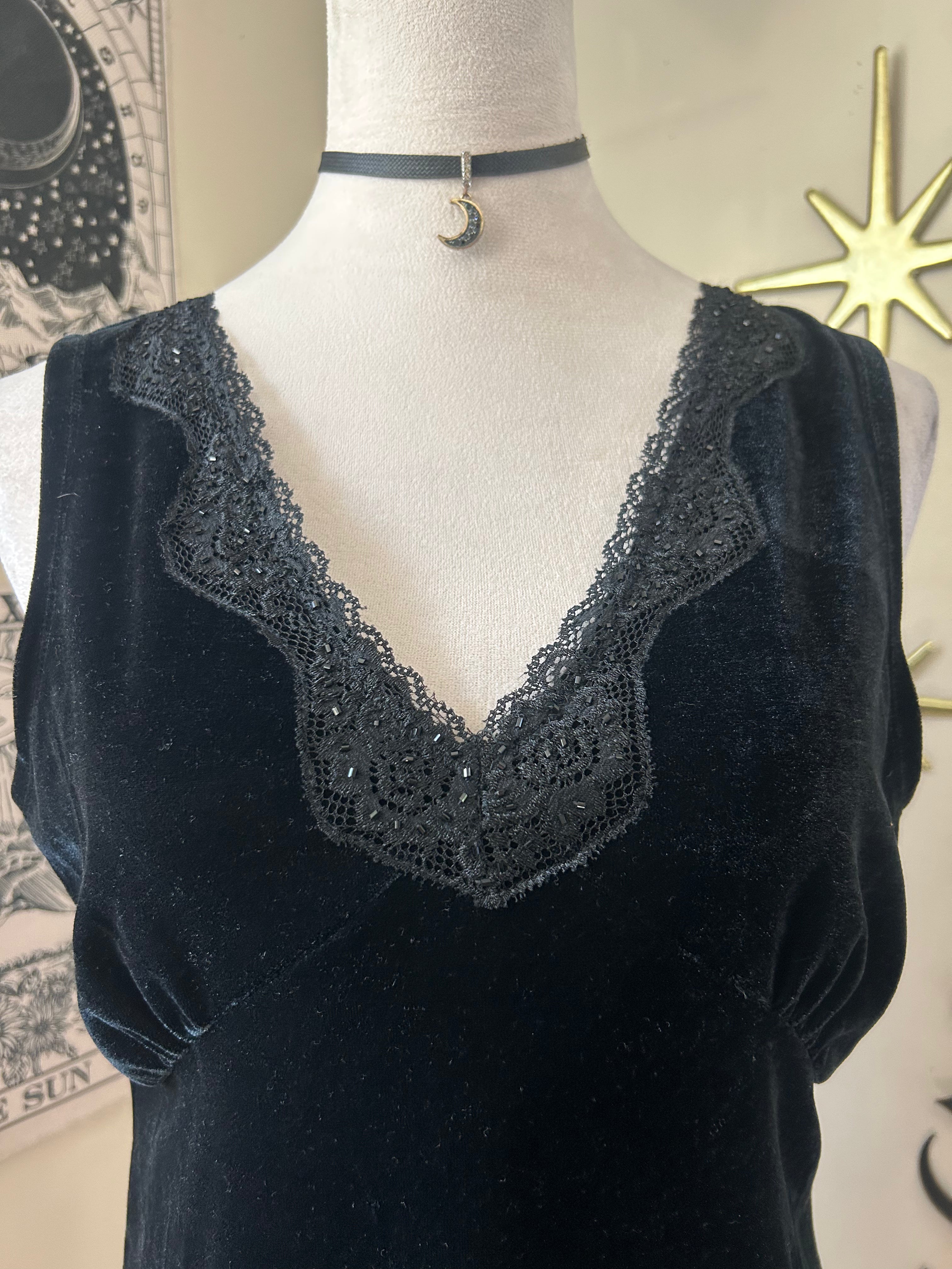(L) Y2K Black Velvet Tank Top