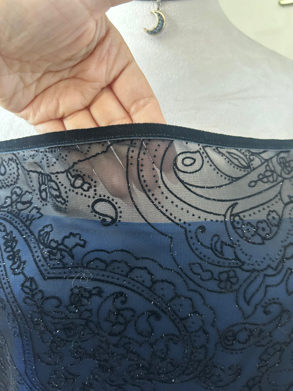 (L) Vintage 90's-00's Black & Blue Sparkly Maxi Dress