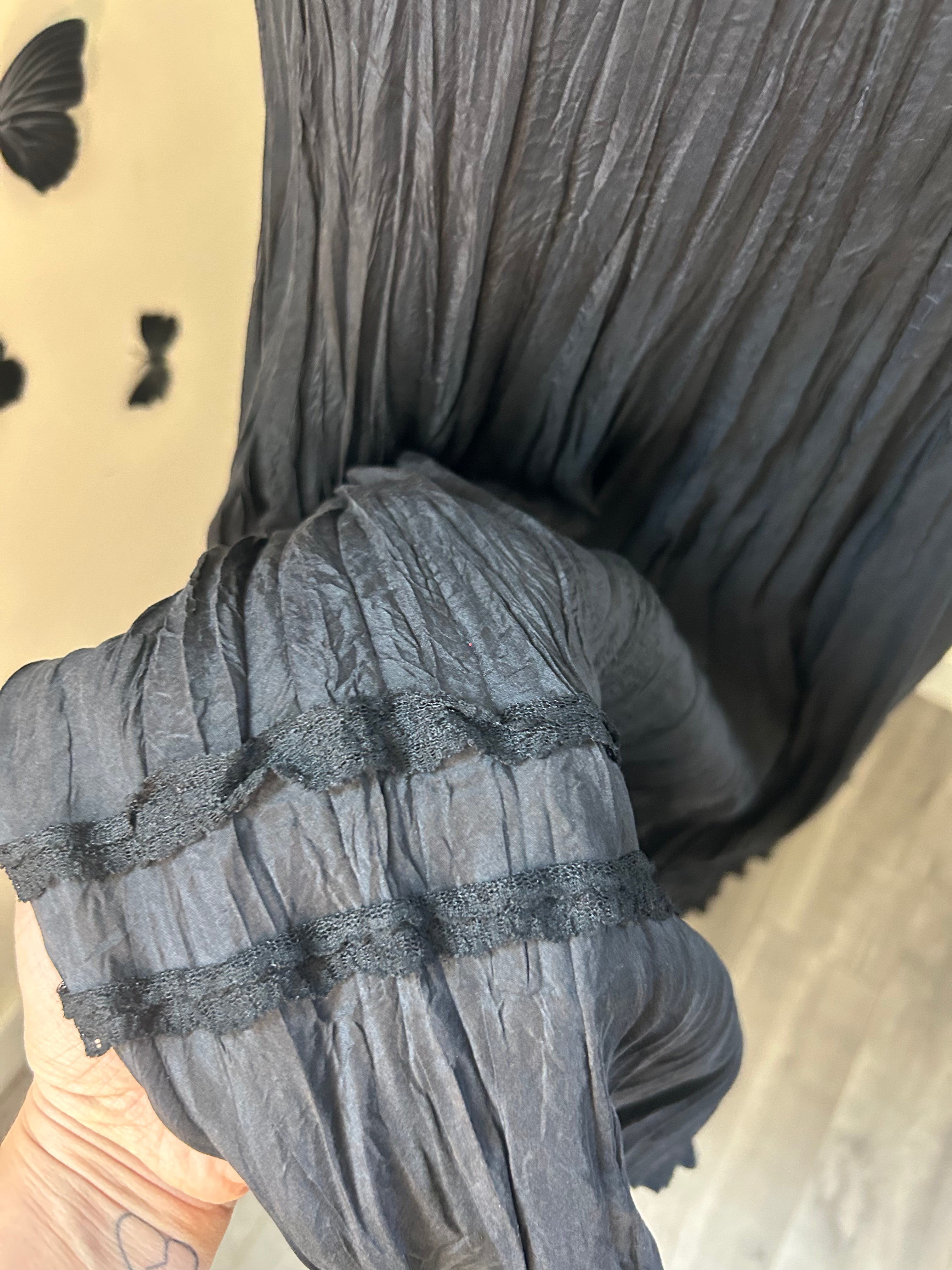 (S/M) Y2K 2-Tier Silk Maxi Skirt