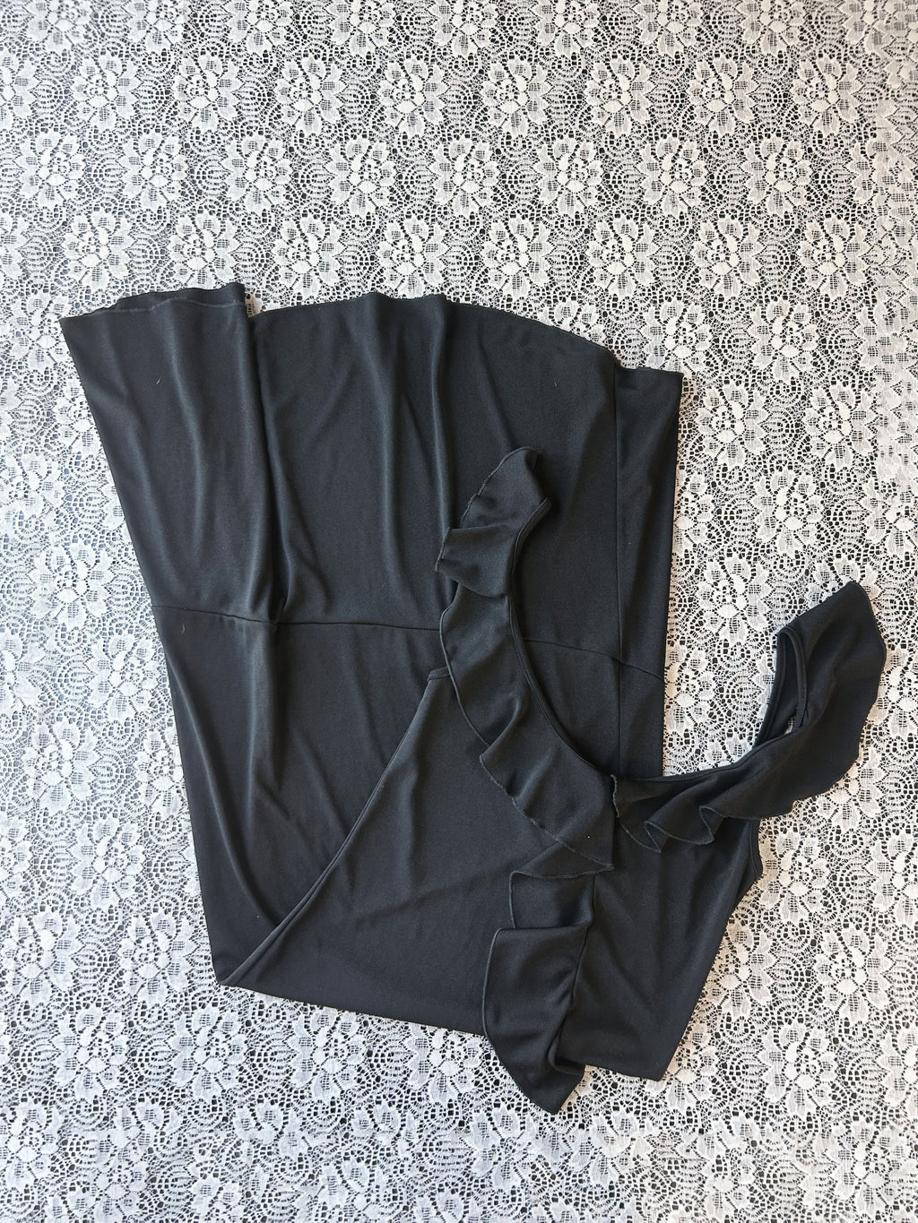 (S/M) Vintage 00's Black Asymmetrical Midi Dress