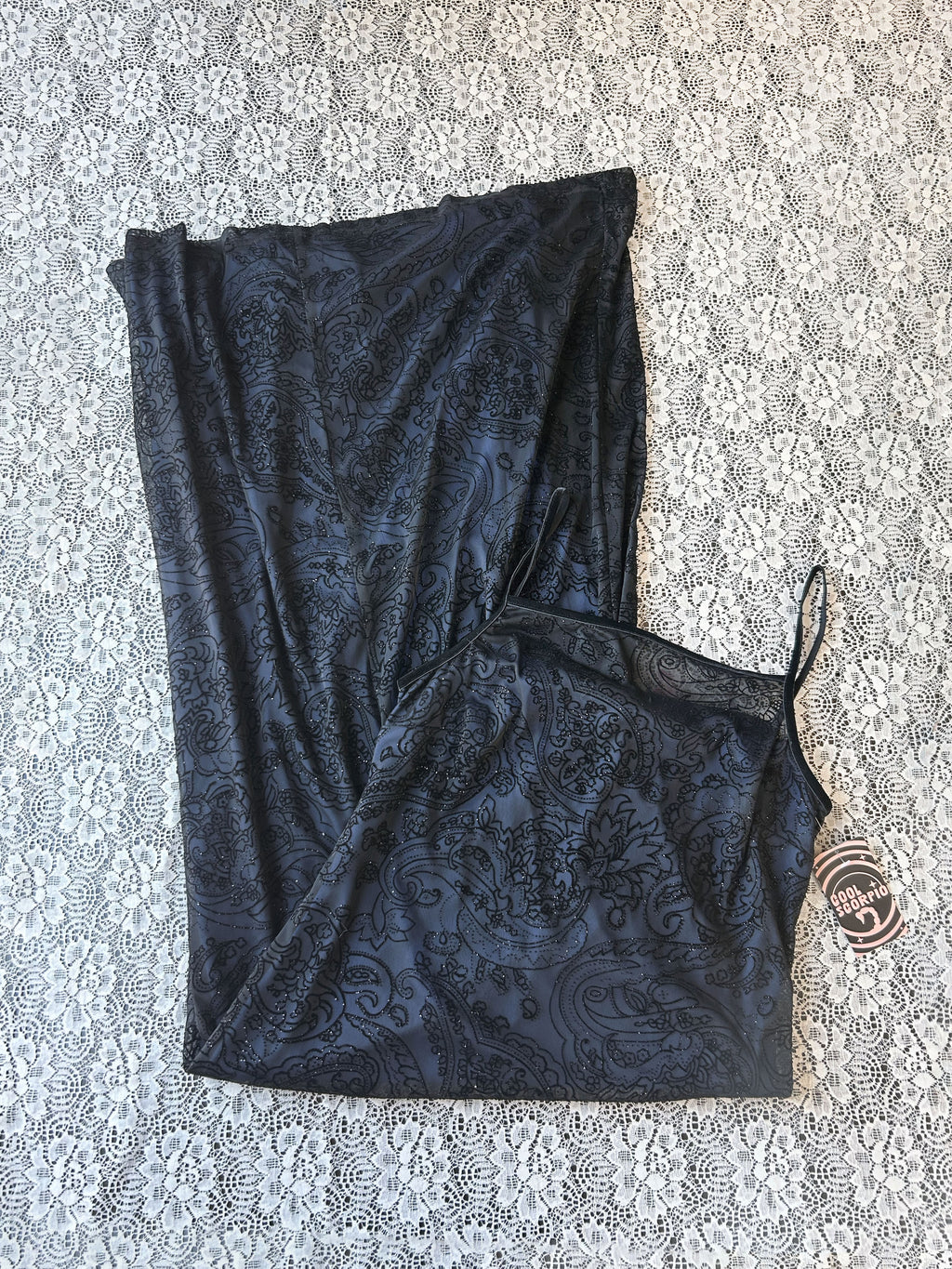 (L) Vintage 90's-00's Black & Blue Sparkly Maxi Dress